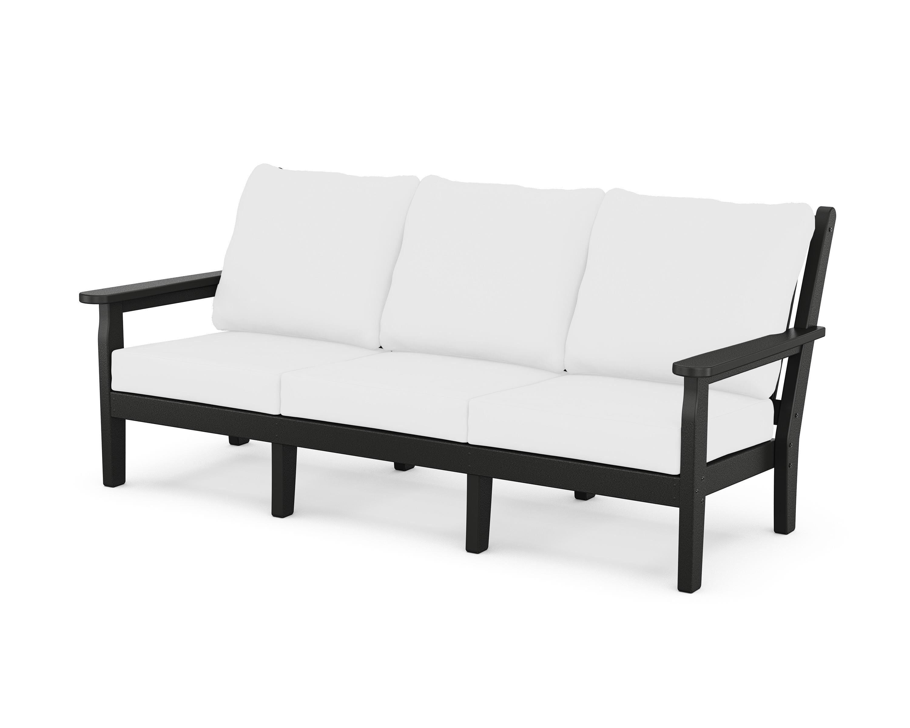 POLYWOOD® Chippendale Deep Seating Sofa in Black / Natural