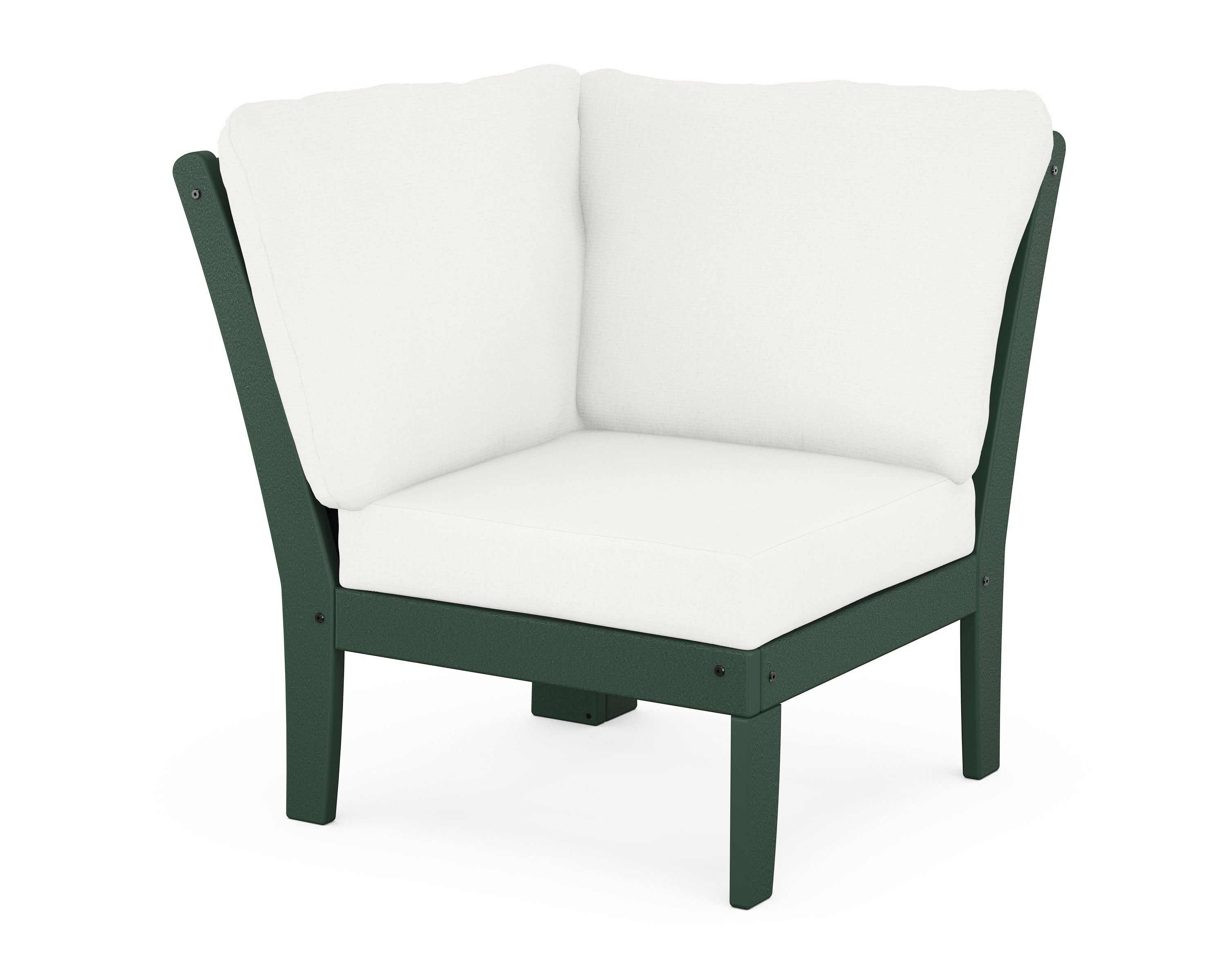 POLYWOOD® Braxton Modular Corner Chair in Green / Natural Linen