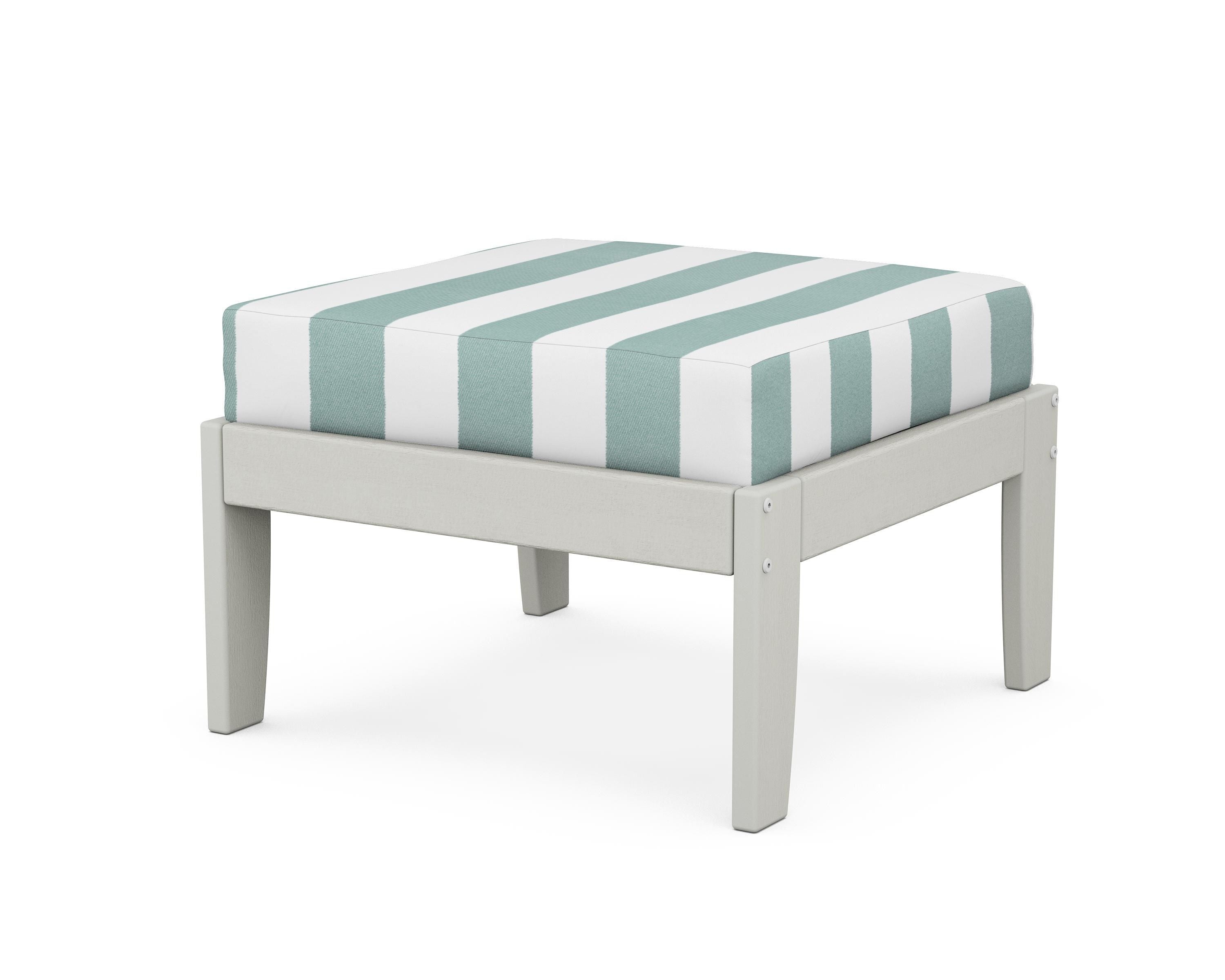 Unbranded Modular Ottoman - Classic in Vintage White / Cabana Stripe Glacier Spa