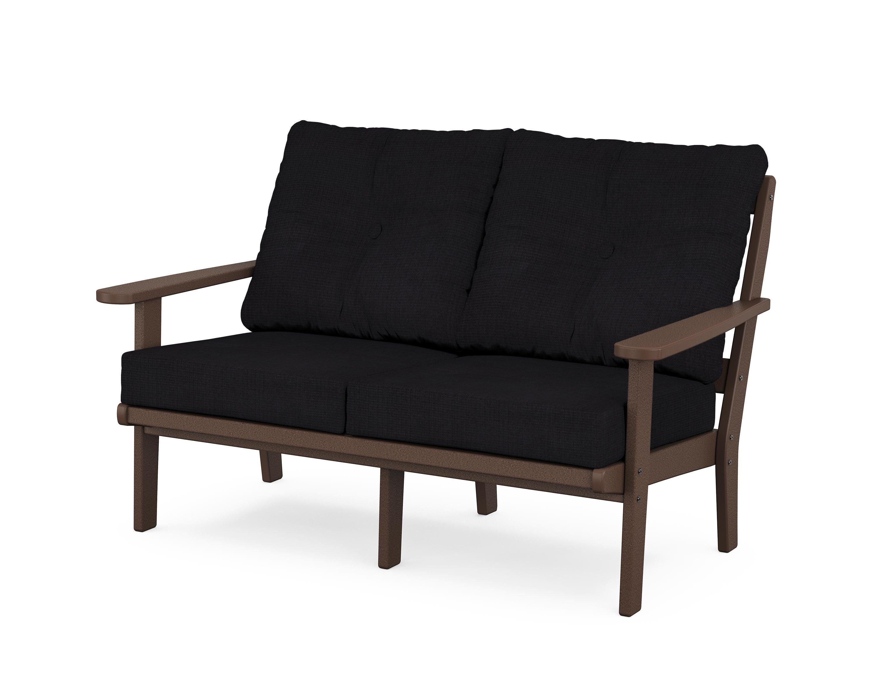 POLYWOOD® Mission Deep Seating Loveseat in Mahogany / Midnight Linen