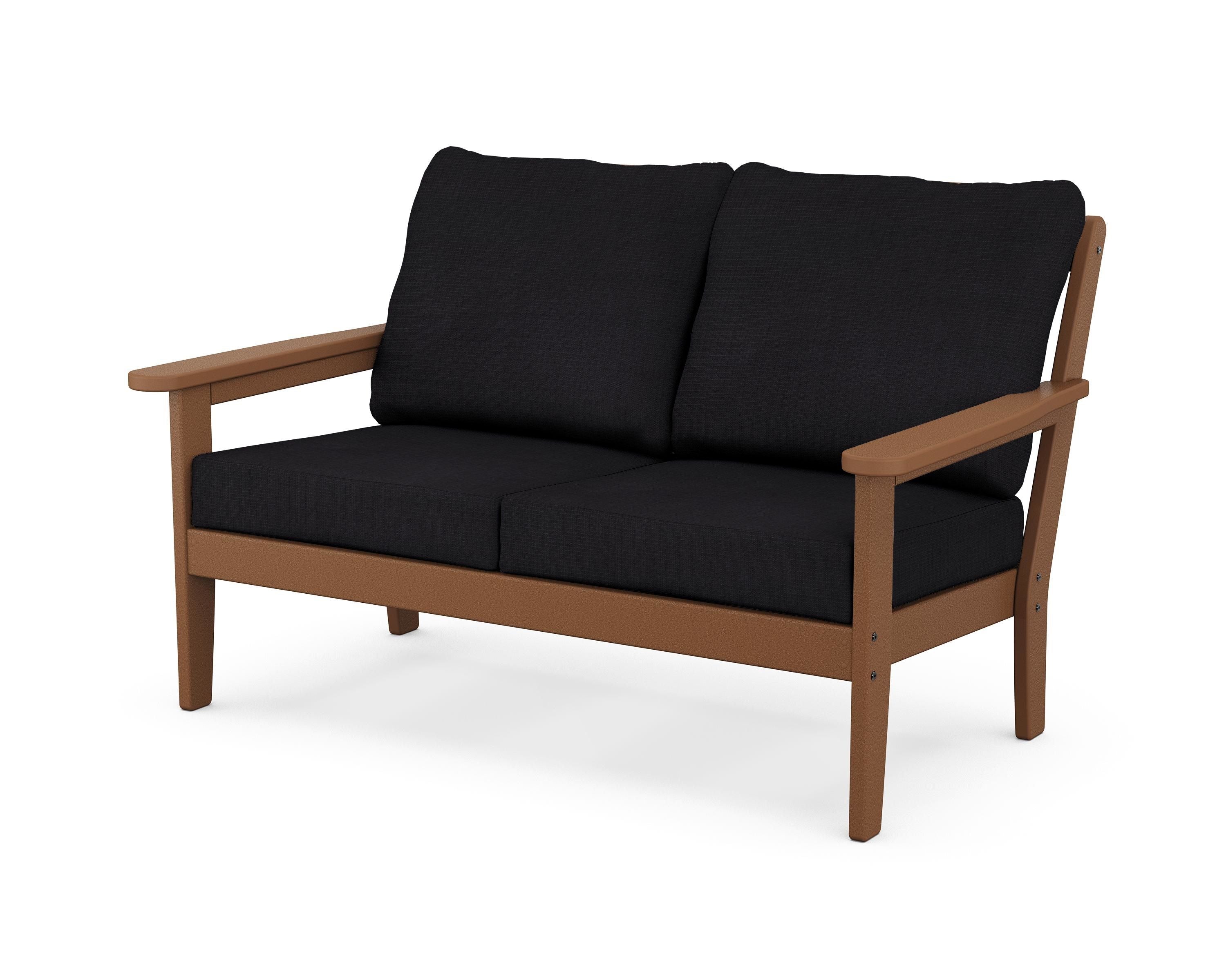 Country Living Cottage Deep Seating Loveseat in Teak / Midnight Linen