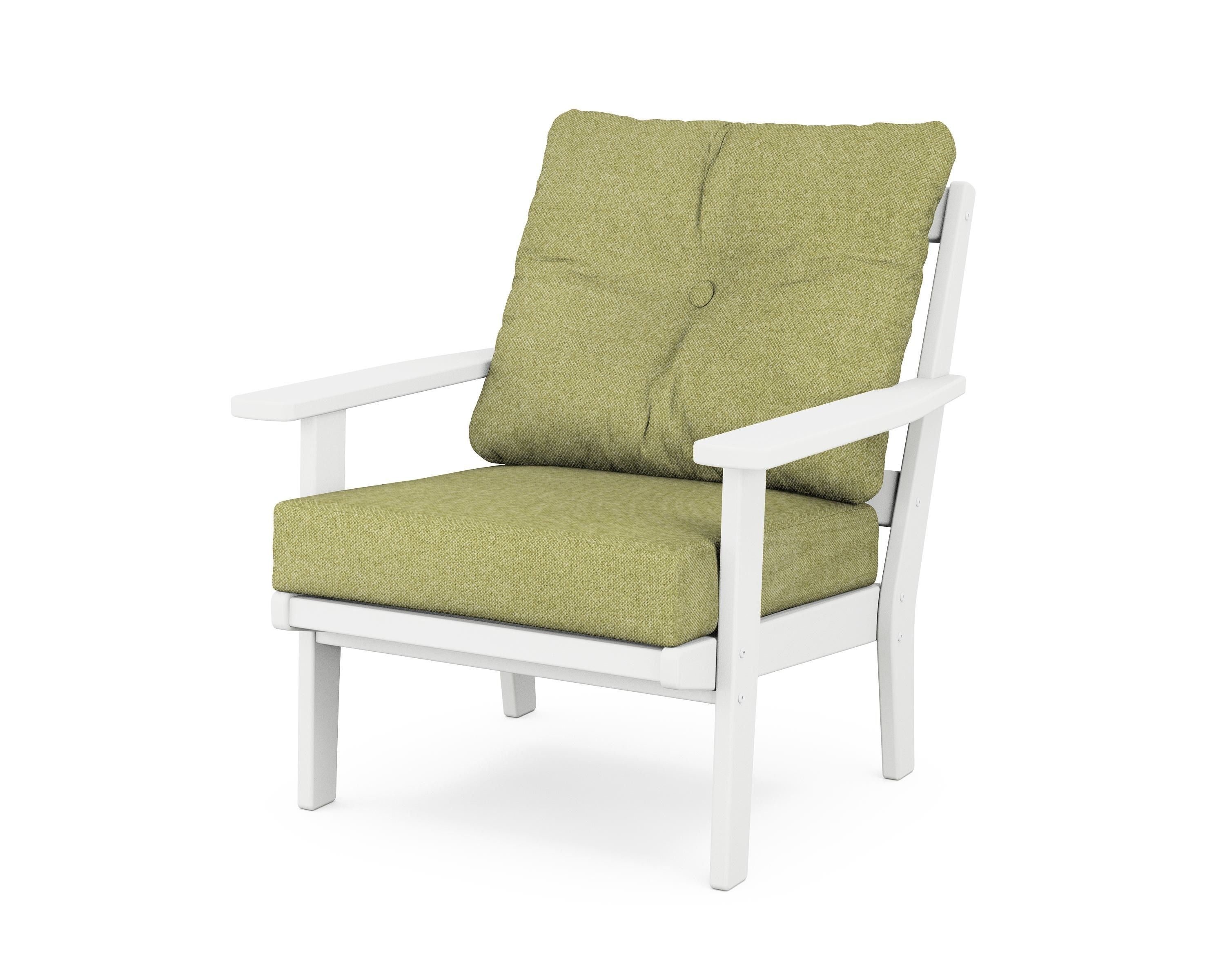 POLYWOOD® Oxford Deep Seating Chair in White / Chartreuse Boucle