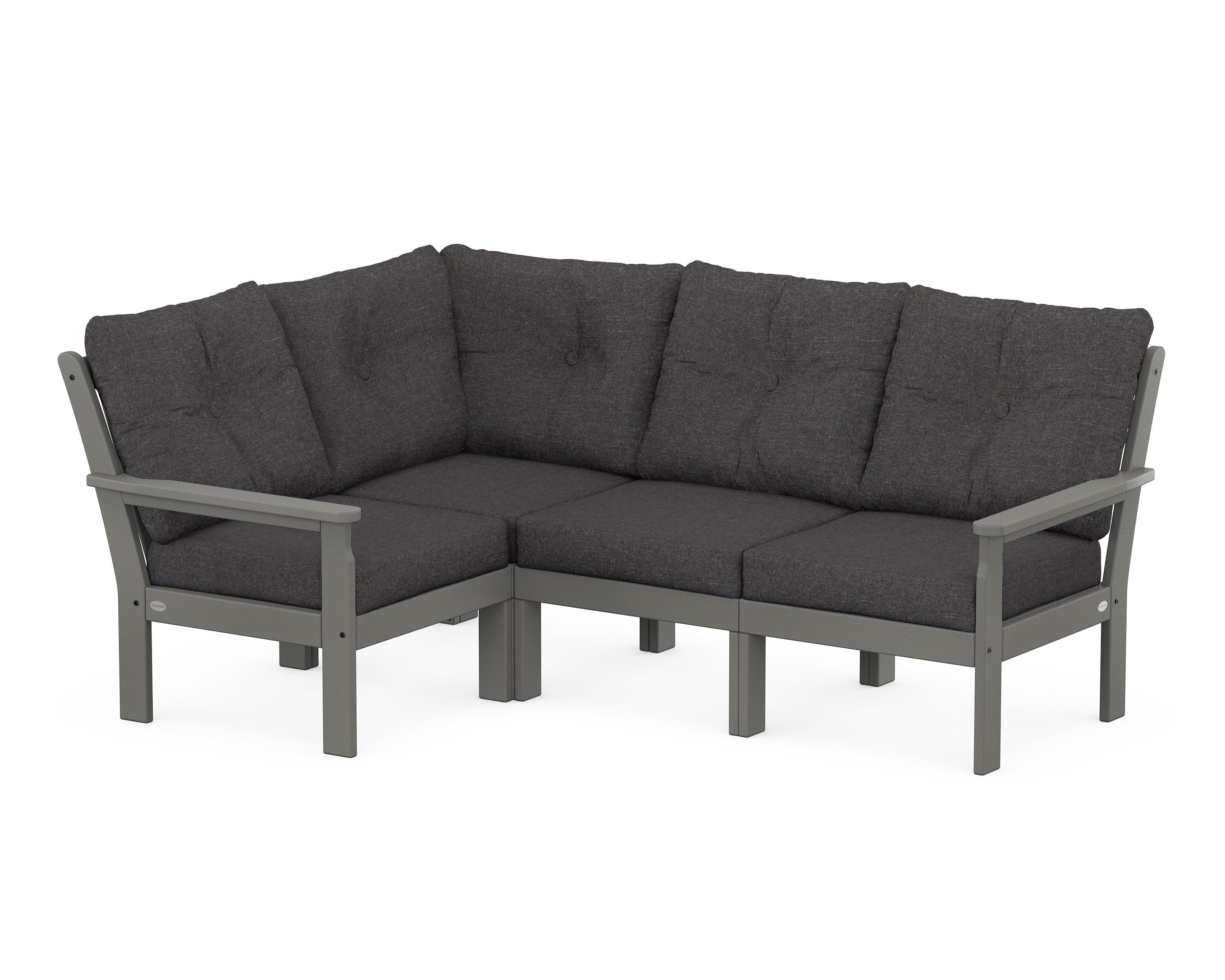 POLYWOOD® Vineyard 4-Piece Sectional in Slate Grey / Ash Charcoal