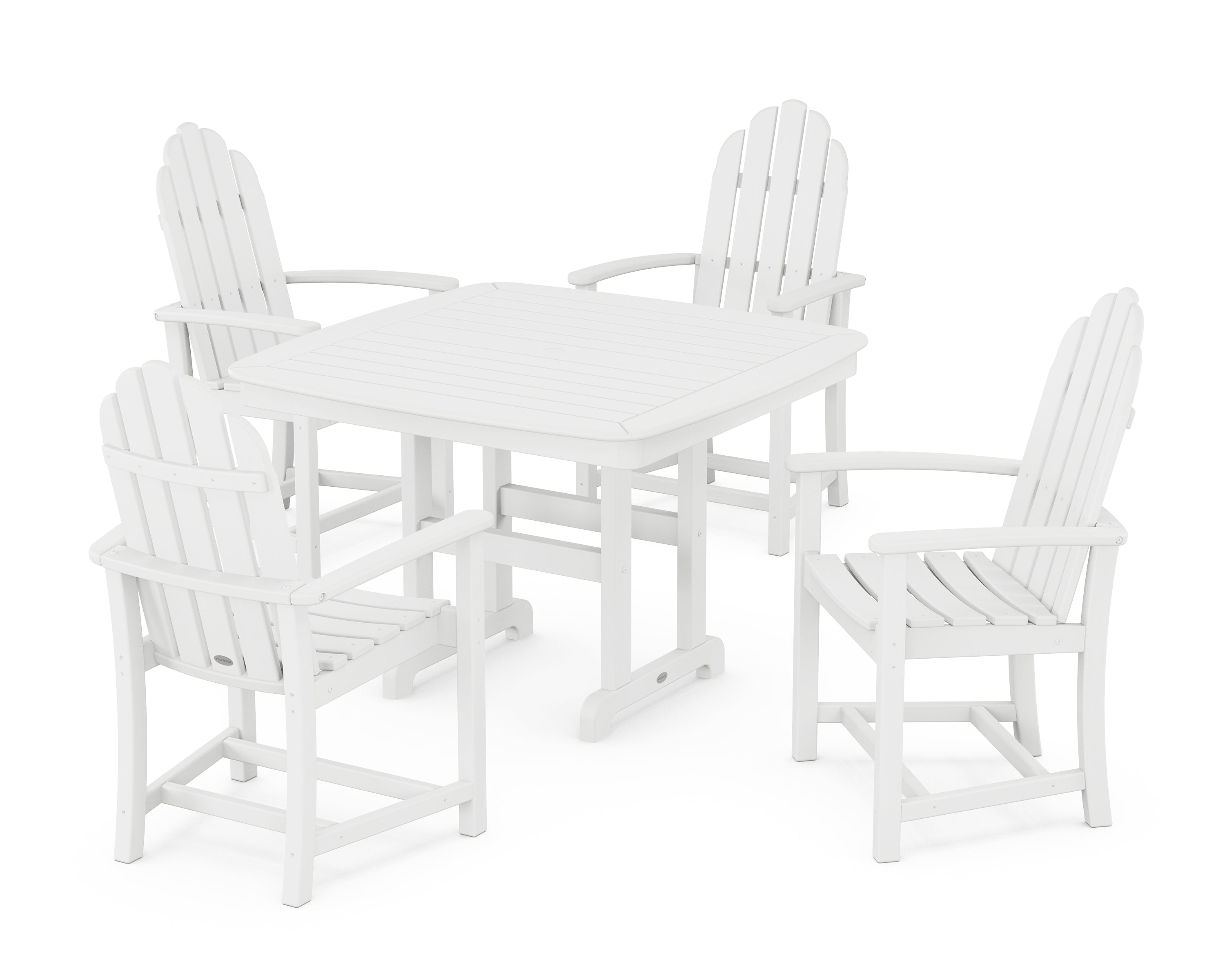 POLYWOOD® Classic Adirondack 5-Piece Dining Set with Trestle Legs in White