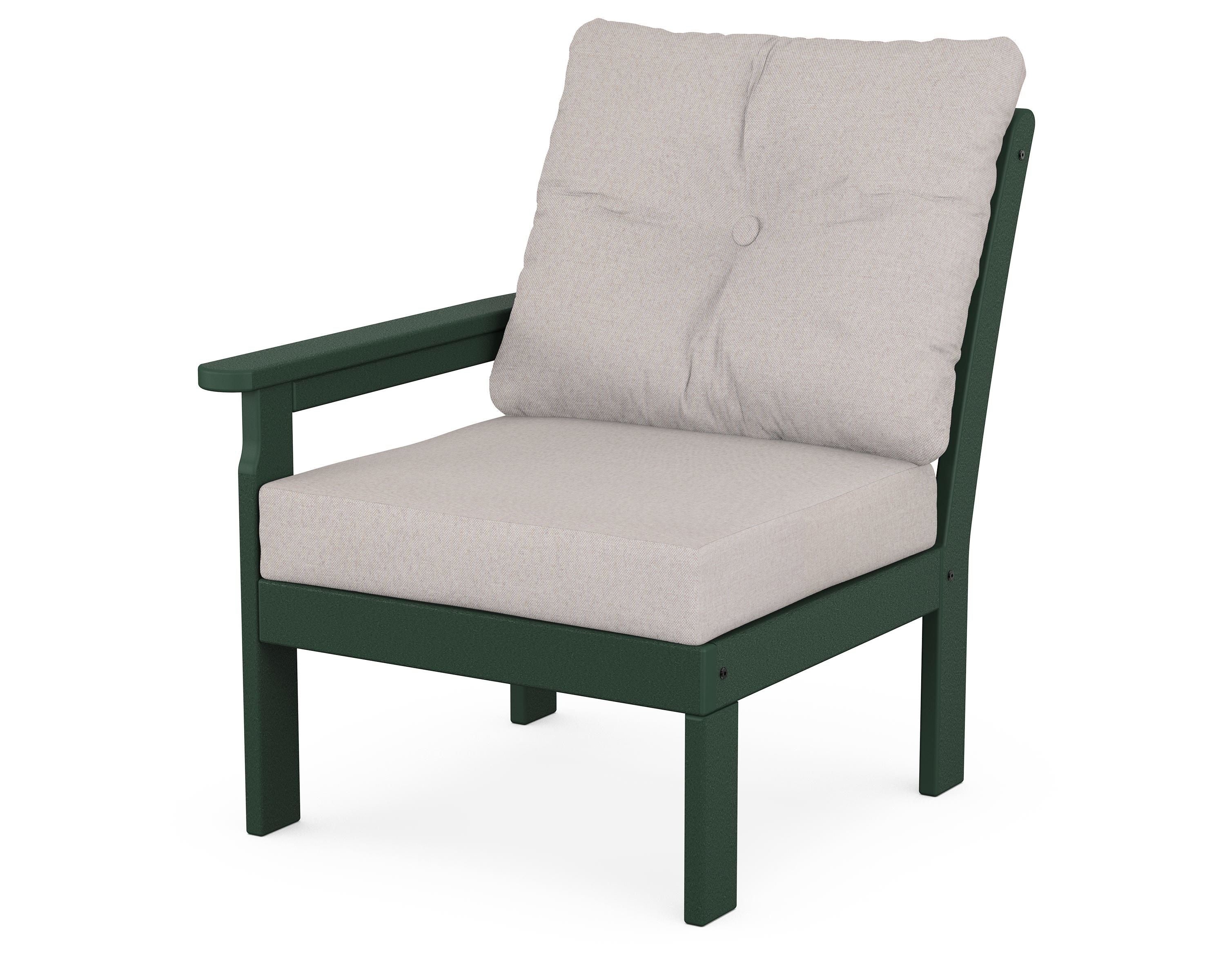POLYWOOD® Vineyard Modular Left Arm Chair in Green / Dune Burlap