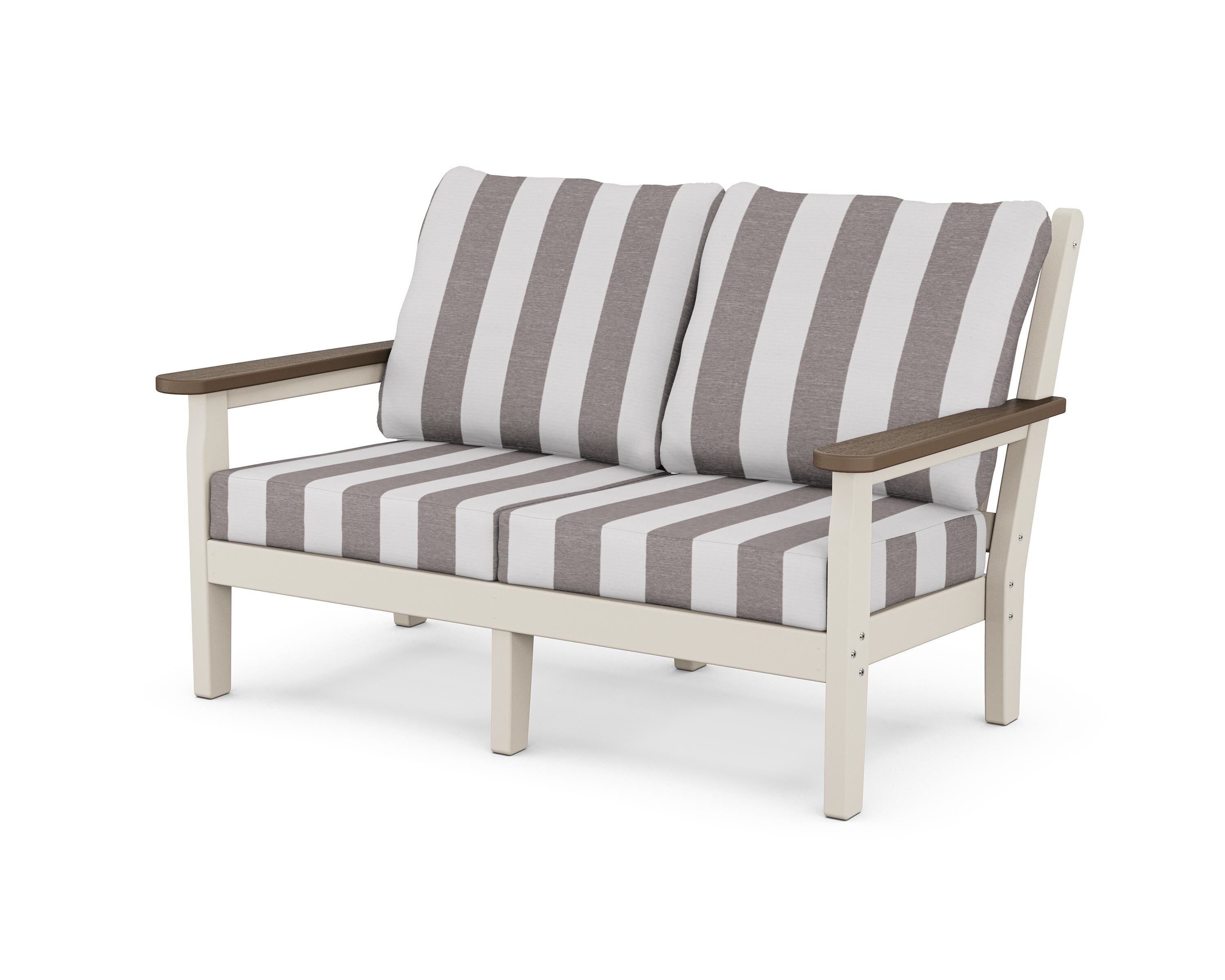 POLYWOOD® Chippendale Deep Seating Loveseat in Sand / Kona / Cabana Stripe Grey Mist