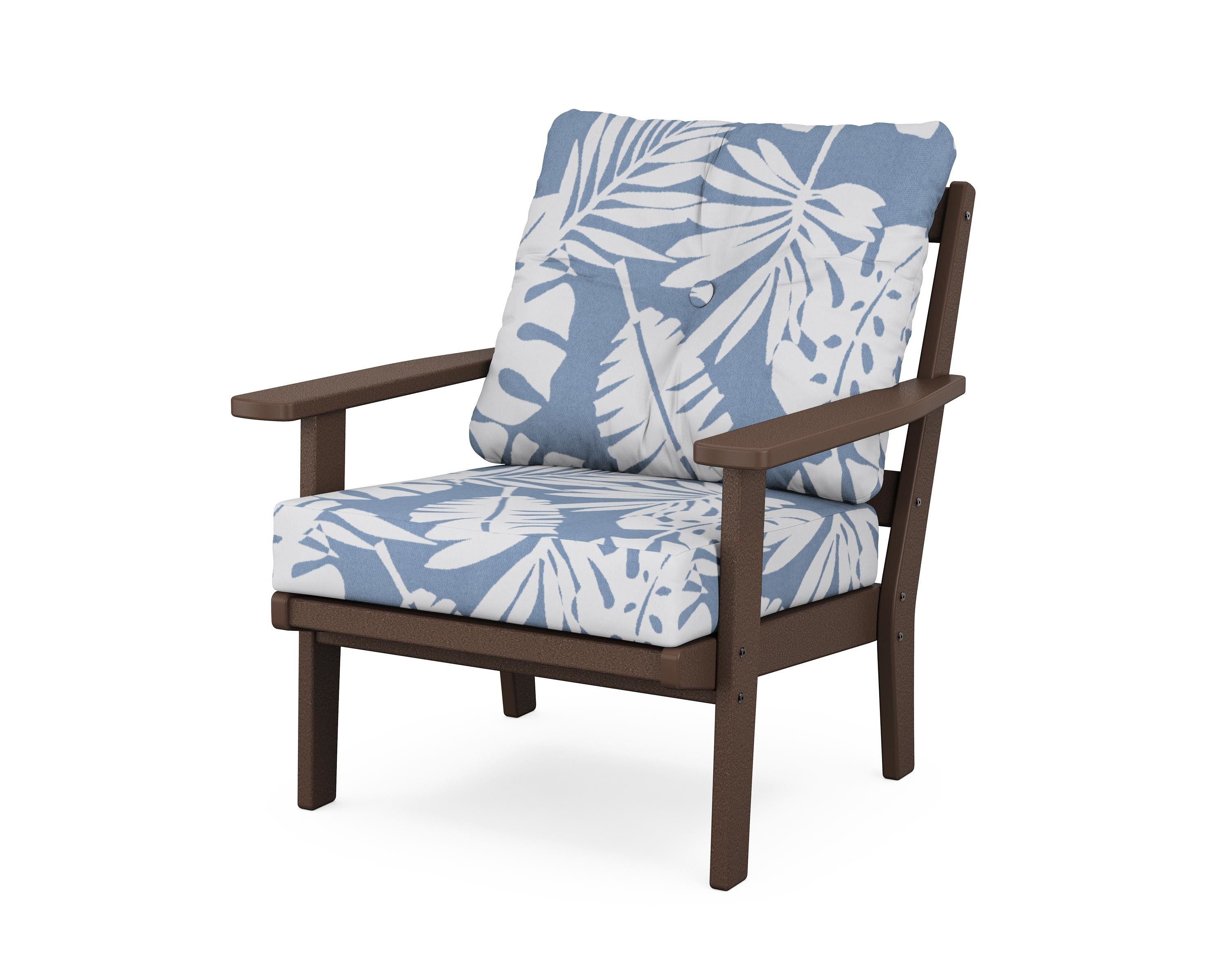 POLYWOOD® Oxford Deep Seating Chair in Mahogany / Leaf Sky Blue