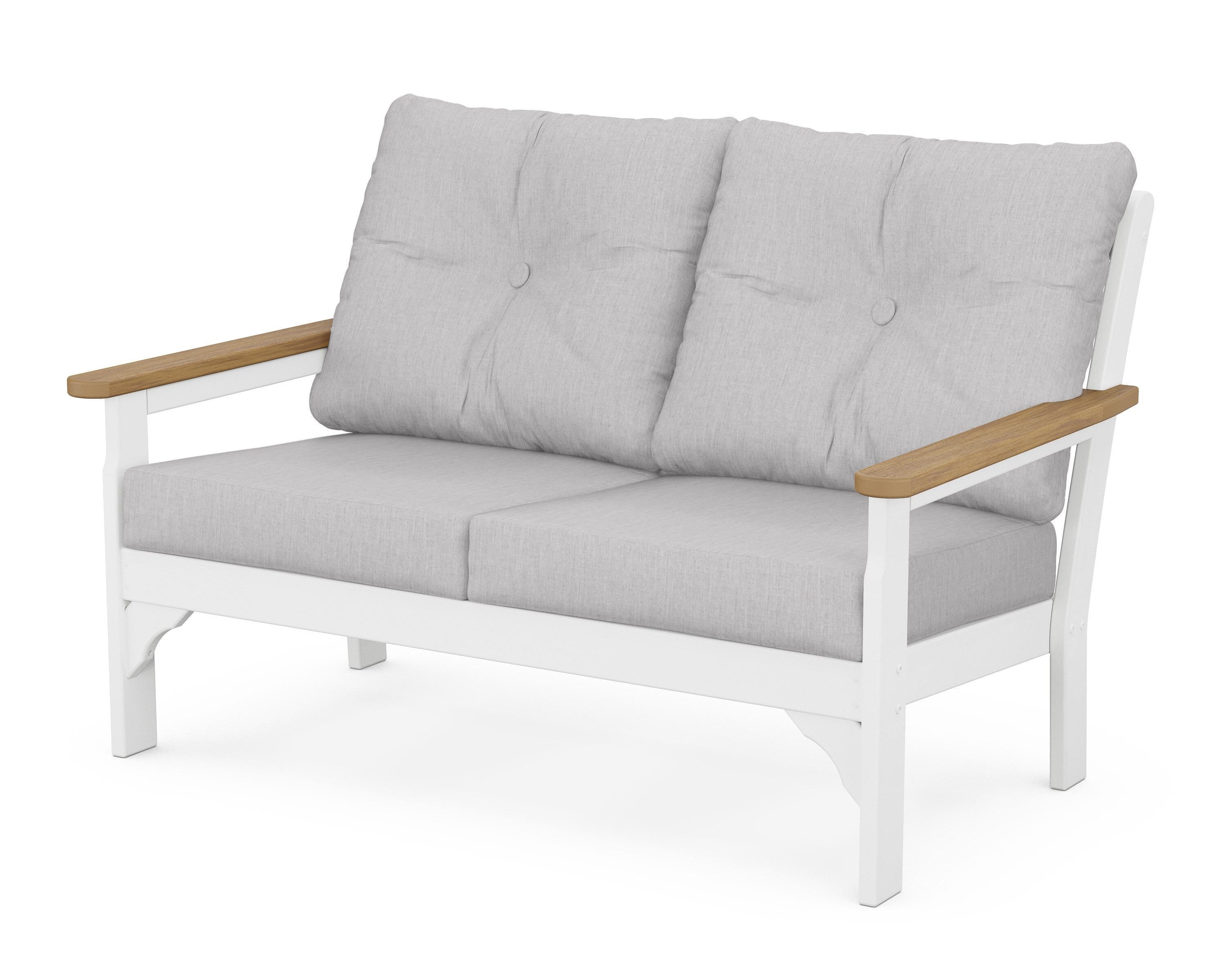 POLYWOOD® Vineyard Deep Seating Loveseat in White / Natural / Granite