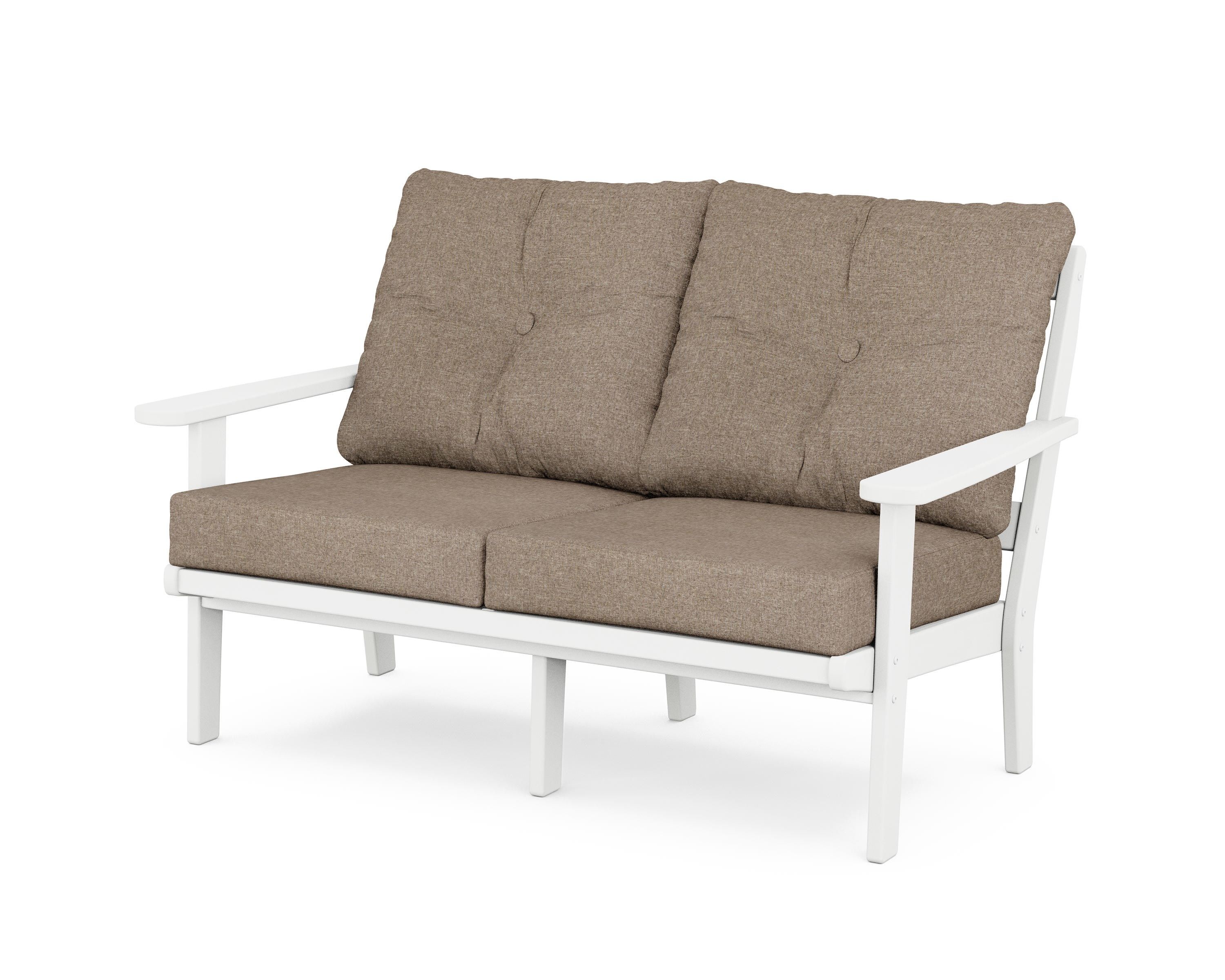 POLYWOOD® Mission Deep Seating Loveseat in White / Spiced Burlap