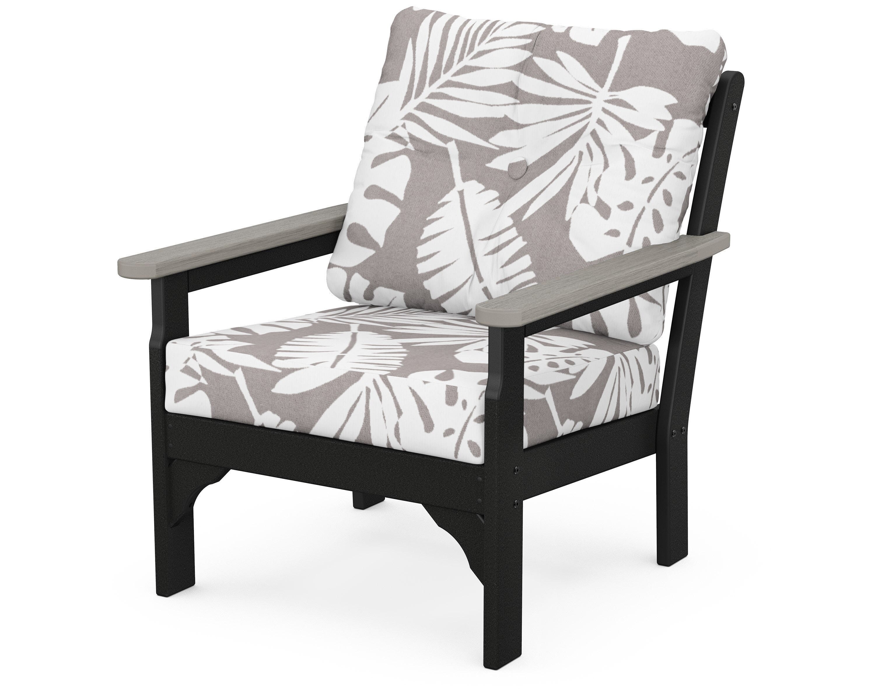 POLYWOOD® Vineyard Deep Seating Chair in Black / Driftwood / Leaf Grey Mist