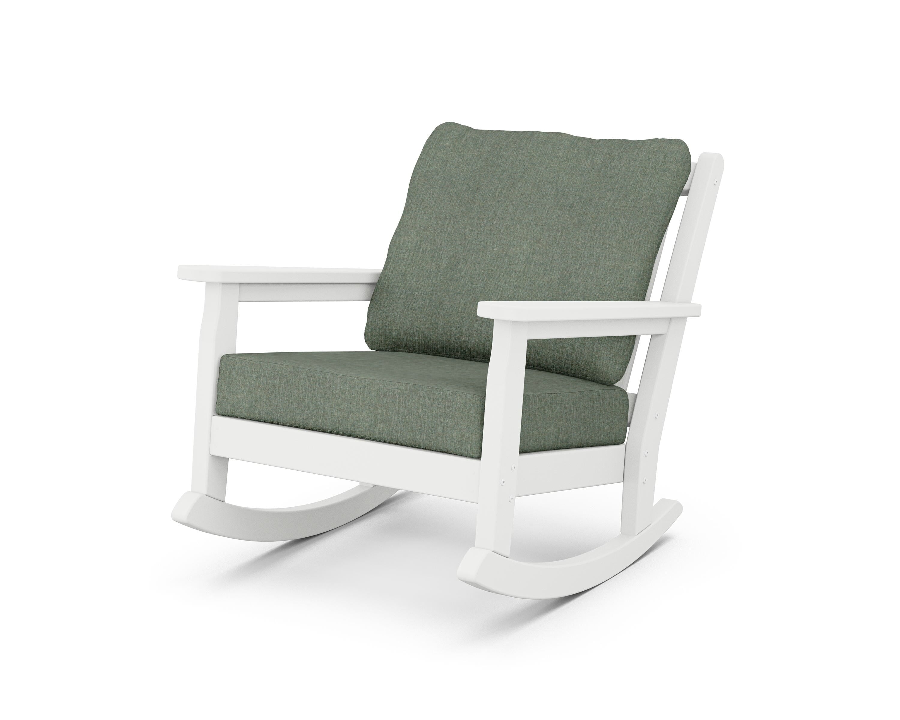 POLYWOOD® Chippendale Deep Seating Rocking Chair in White / Cast Sage