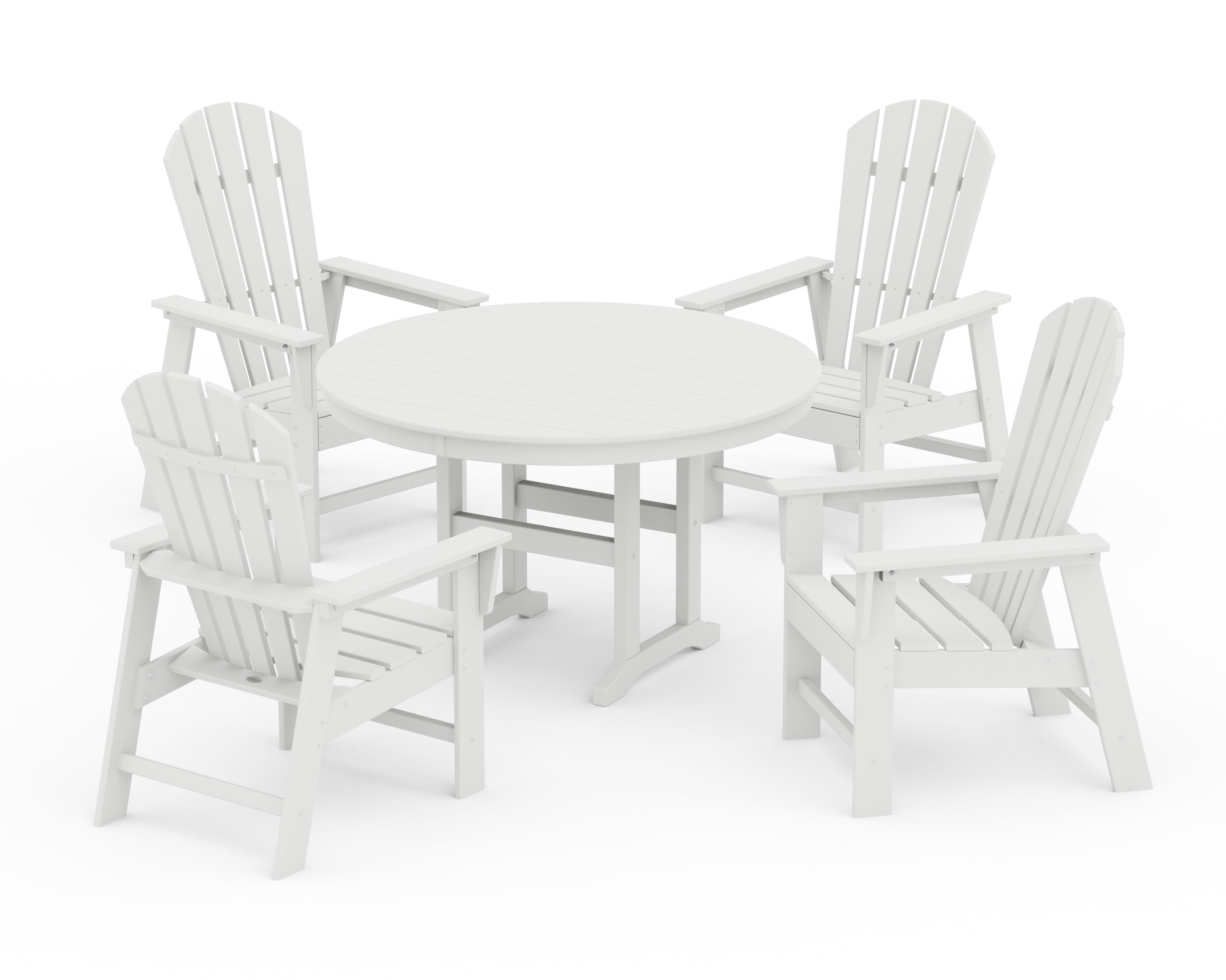 POLYWOOD® South Beach 5-Piece Round Farmhouse Dining Set in White