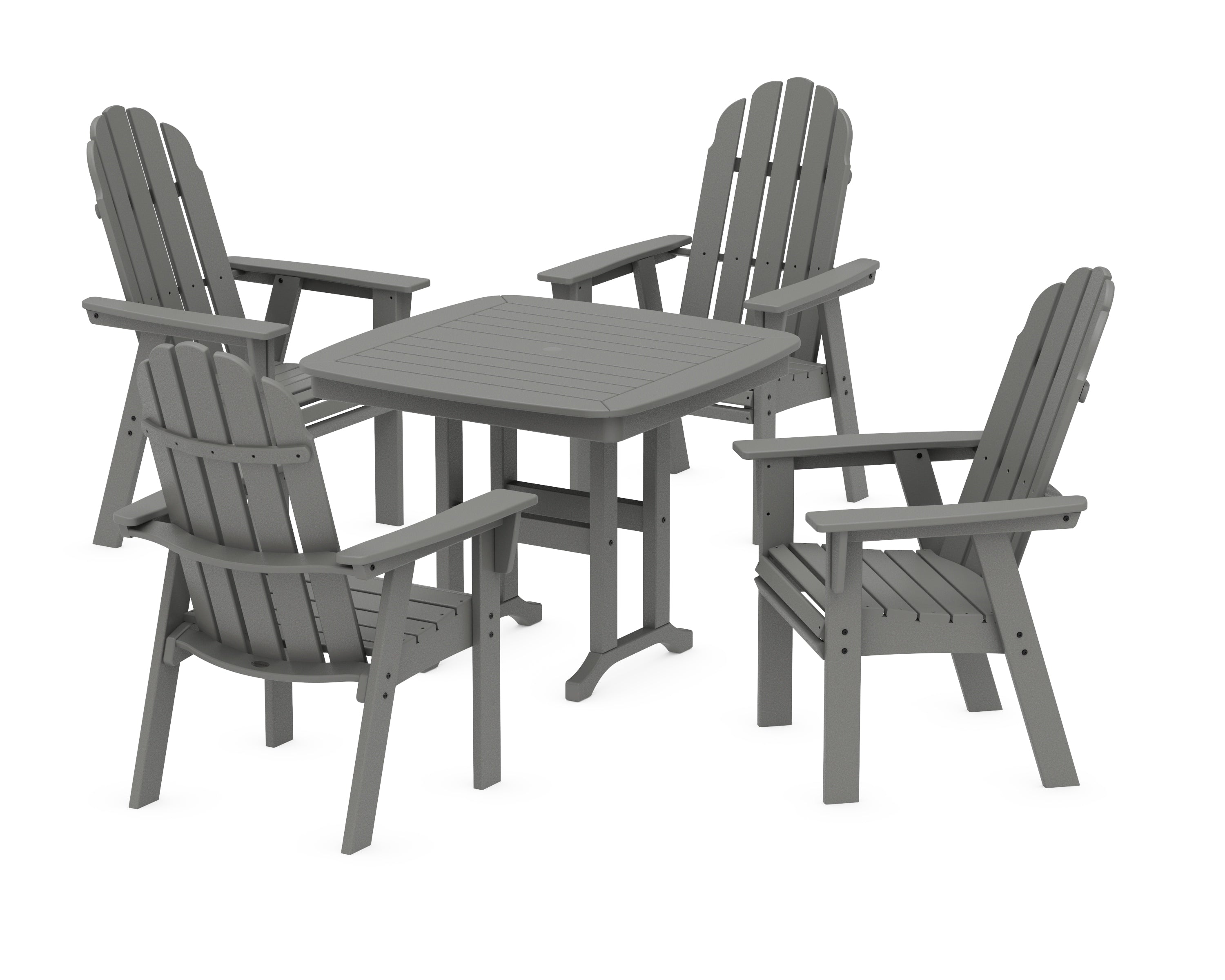 POLYWOOD® Vineyard Curveback Adirondack 5-Piece Dining Set in Slate Grey