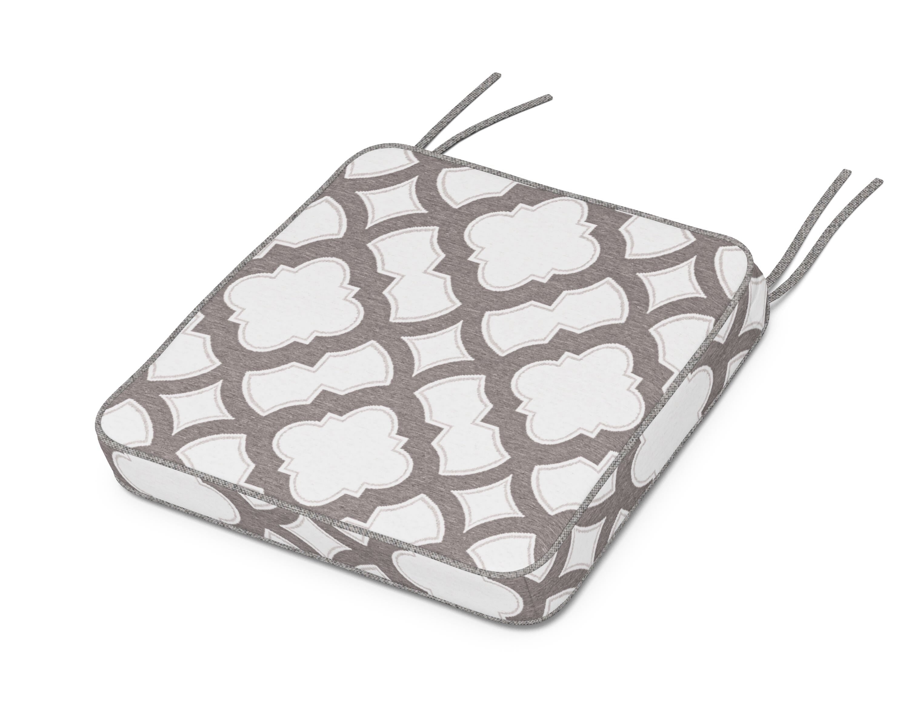 Martha Stewart by POLYWOOD® Chinoiserie Side Chair Seat Cushion in Trellis Grey Mist