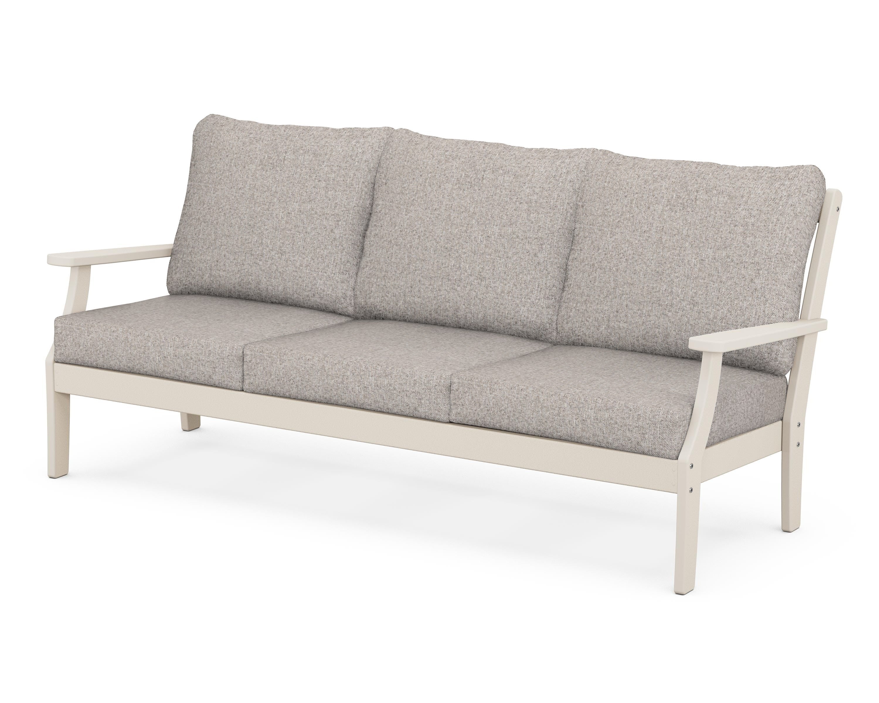POLYWOOD® Braxton Deep Seating Sofa in Sand / Weathered Tweed