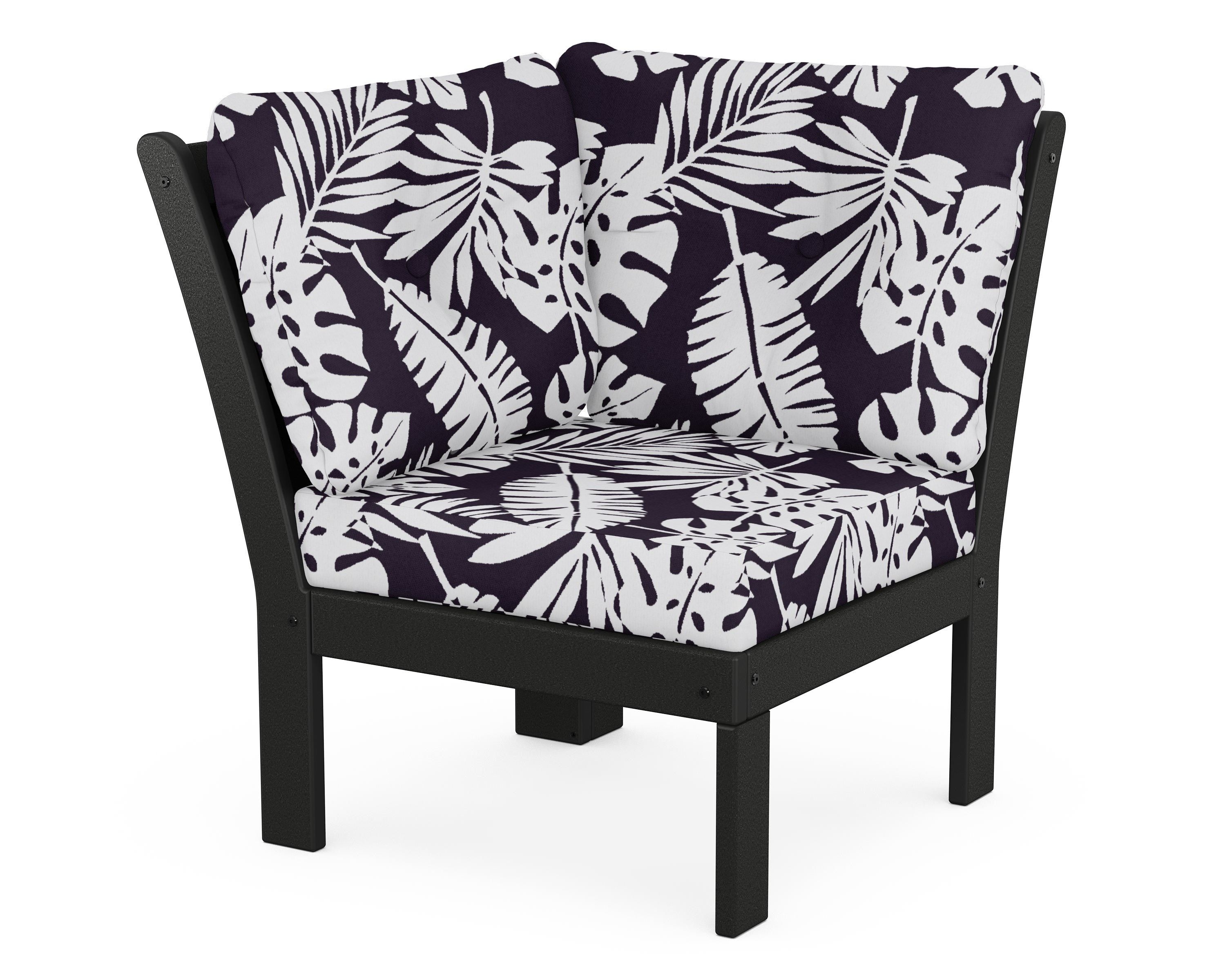 POLYWOOD® Vineyard Modular Corner Chair in Black / Leaf Navy