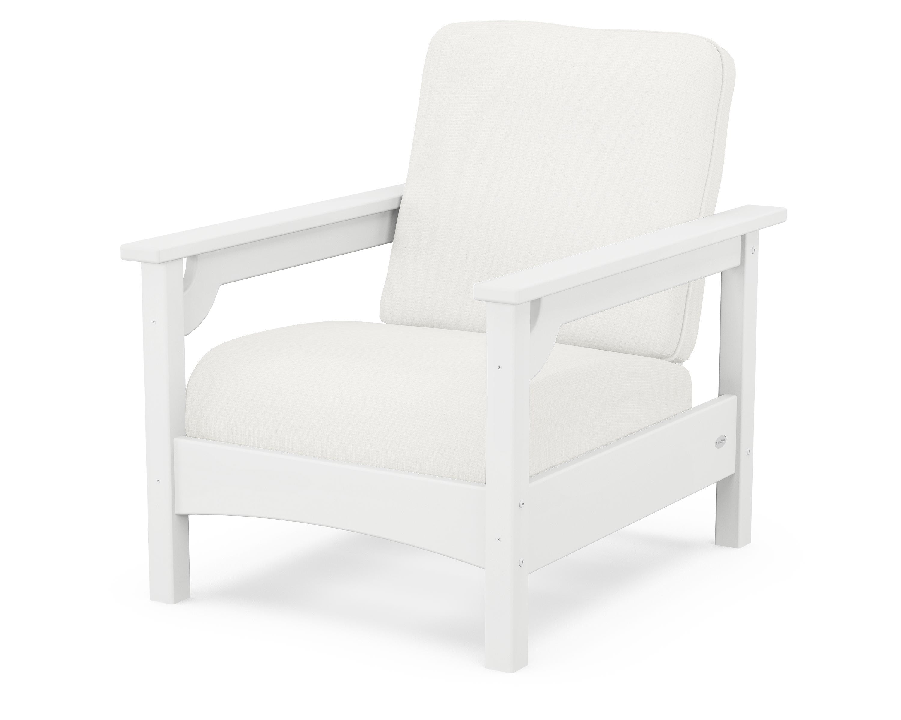 POLYWOOD® Club Chair in White / Natural Linen