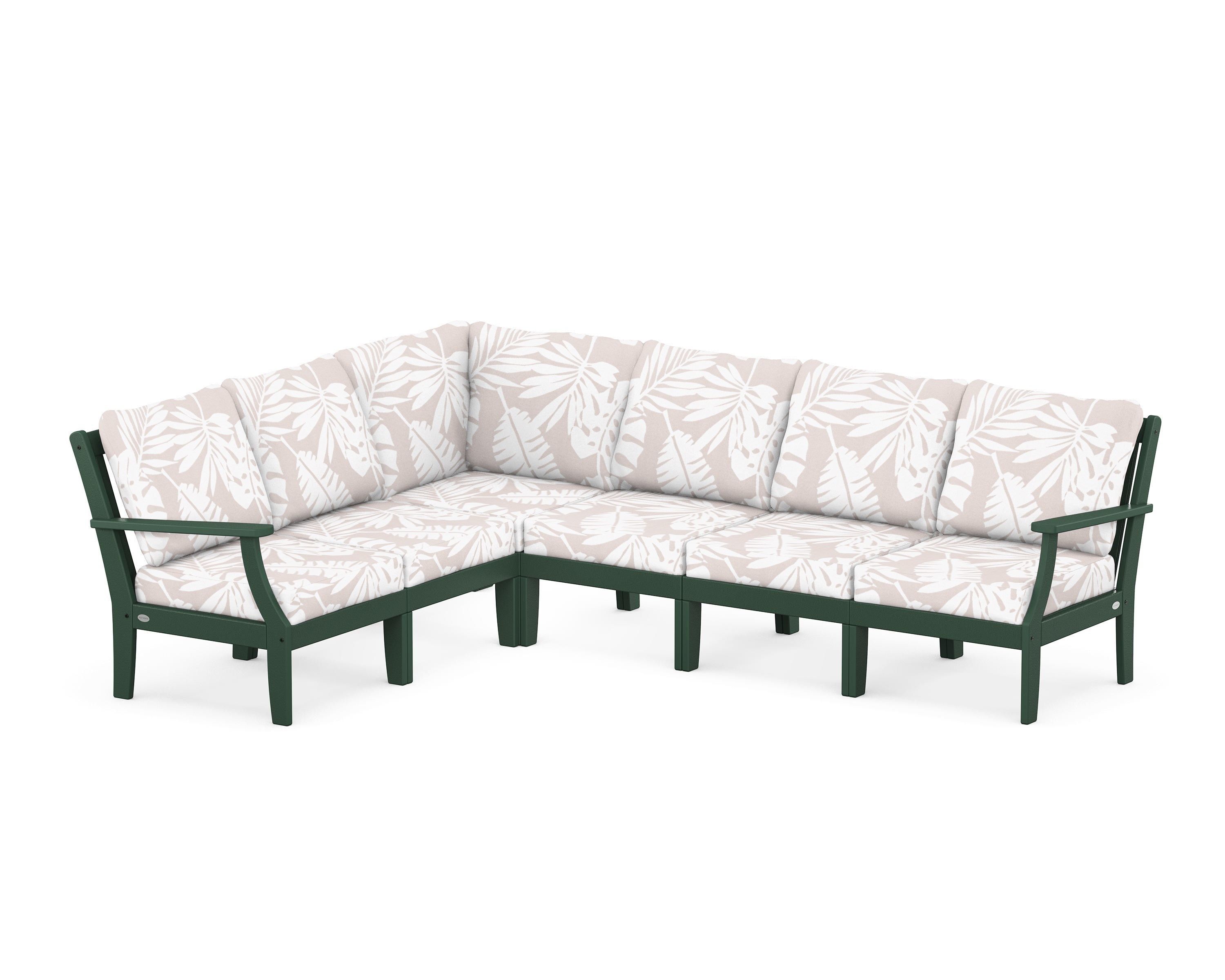 POLYWOOD® Braxton Modular 6-Piece Deep Seating Set in Green / Leaf Dune Burlap