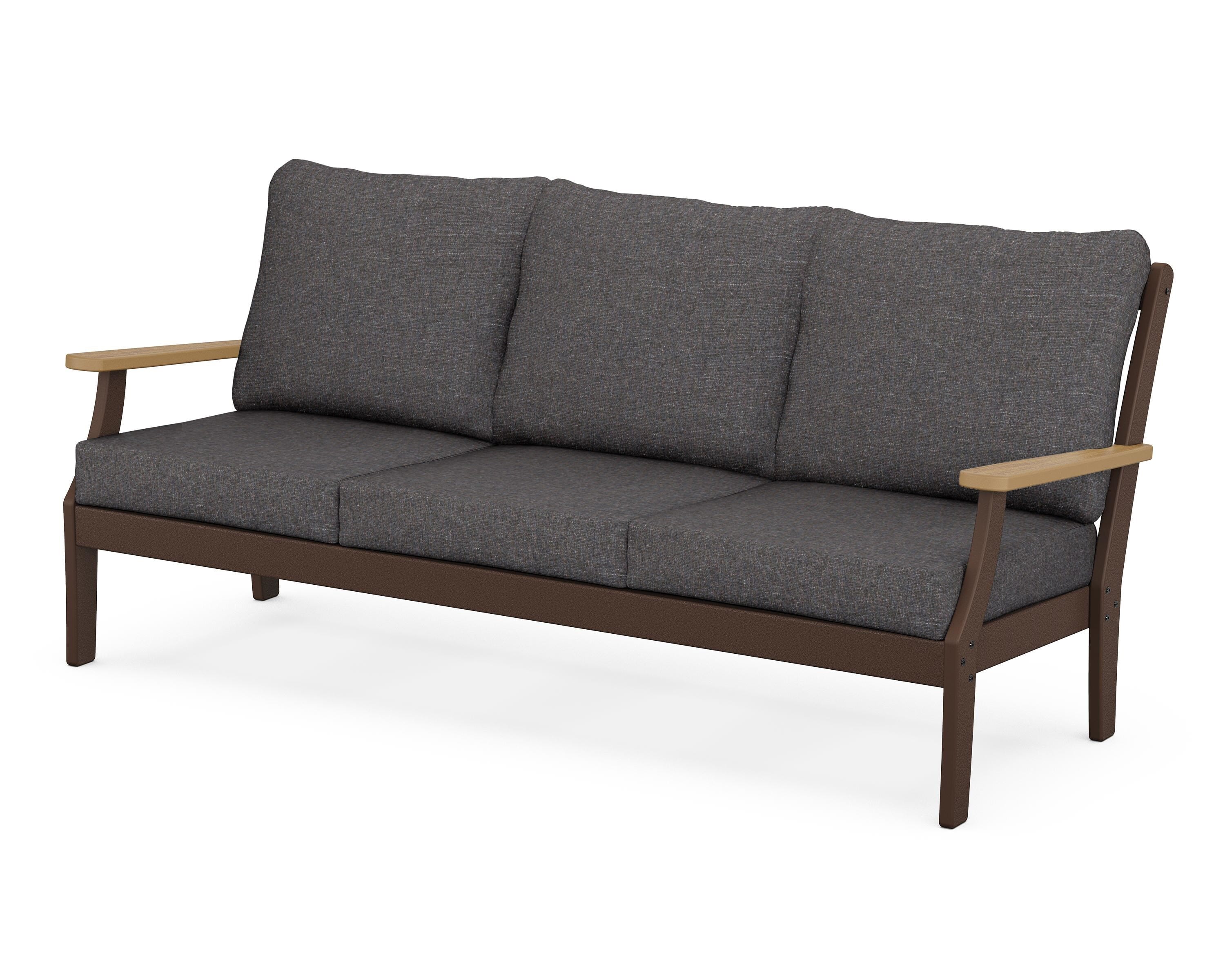 POLYWOOD® Braxton Deep Seating Sofa in Mahogany / Natural / Ash Charcoal