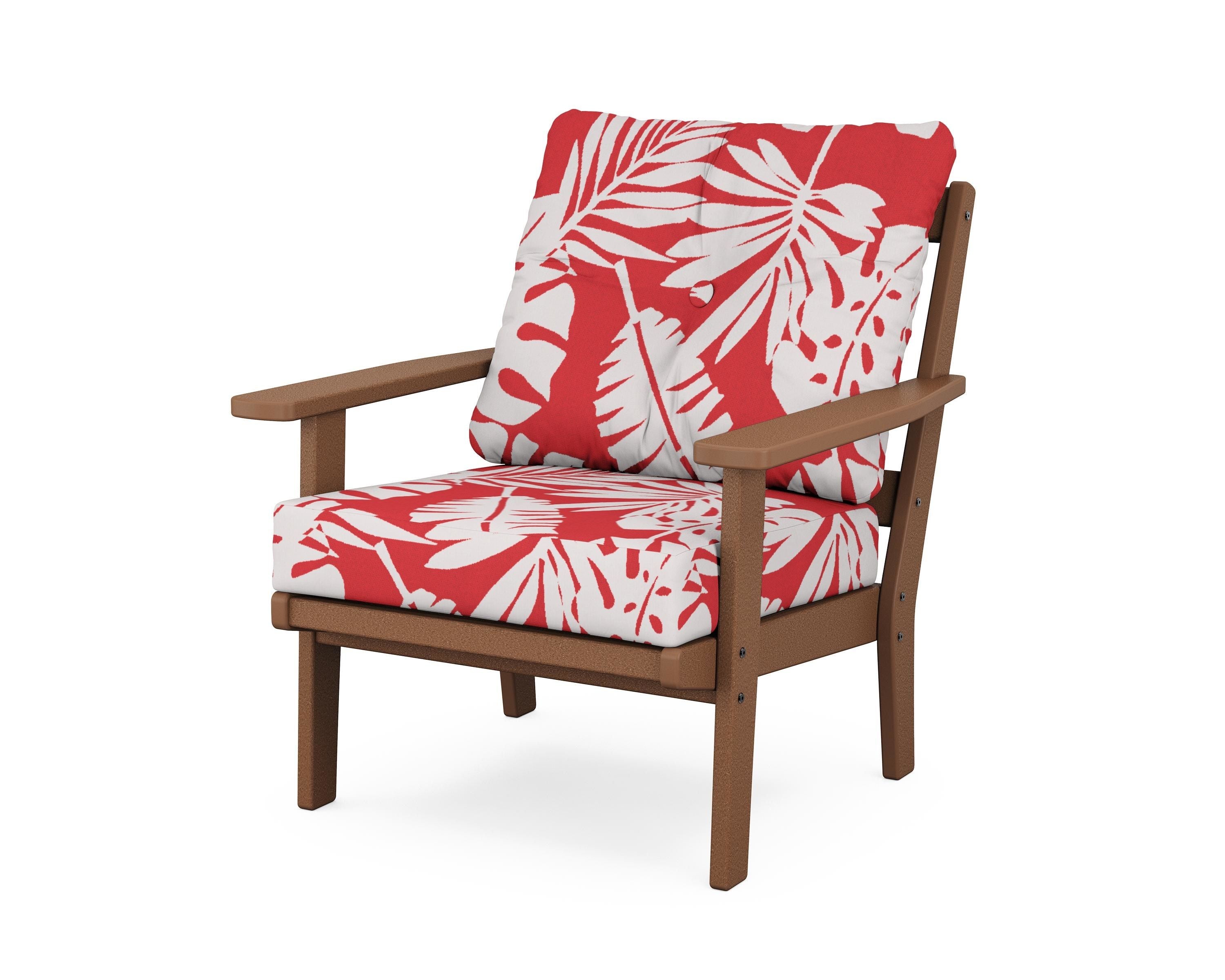 POLYWOOD® Prairie Deep Seating Chair in Teak / Leaf Crimson