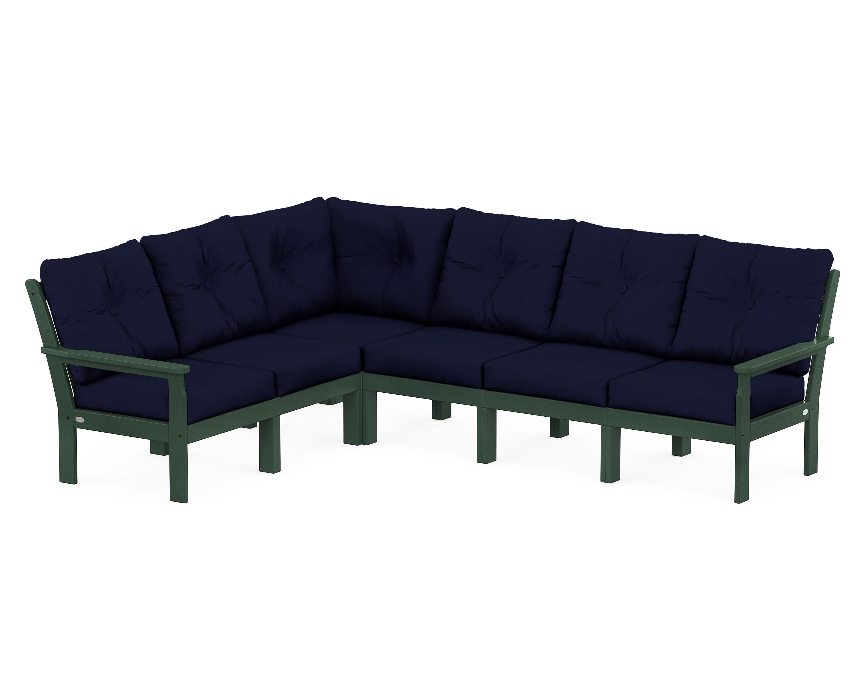 POLYWOOD® Vineyard 6-Piece Sectional in Green / Navy