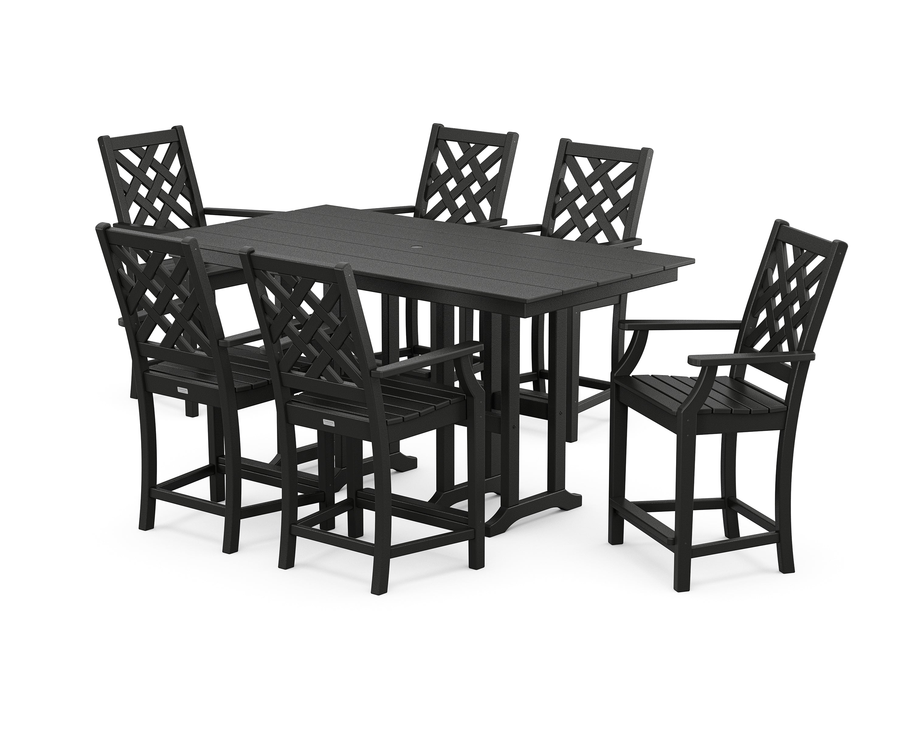 Country Living Wovendale Arm Chair 7-Piece Farmhouse Counter Set in Black