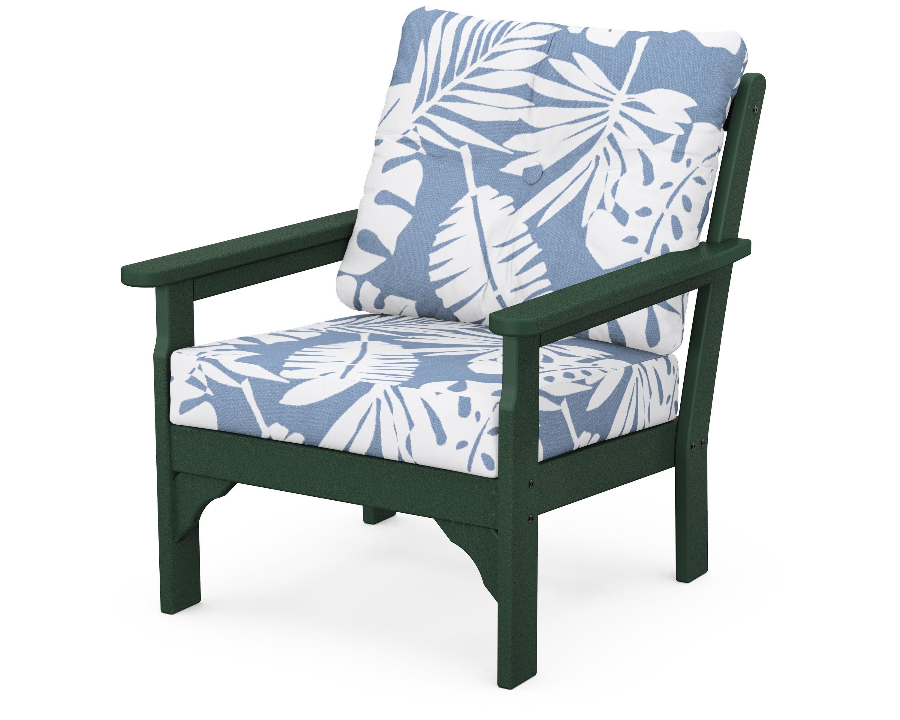 POLYWOOD® Vineyard Deep Seating Chair in Green / Leaf Sky Blue