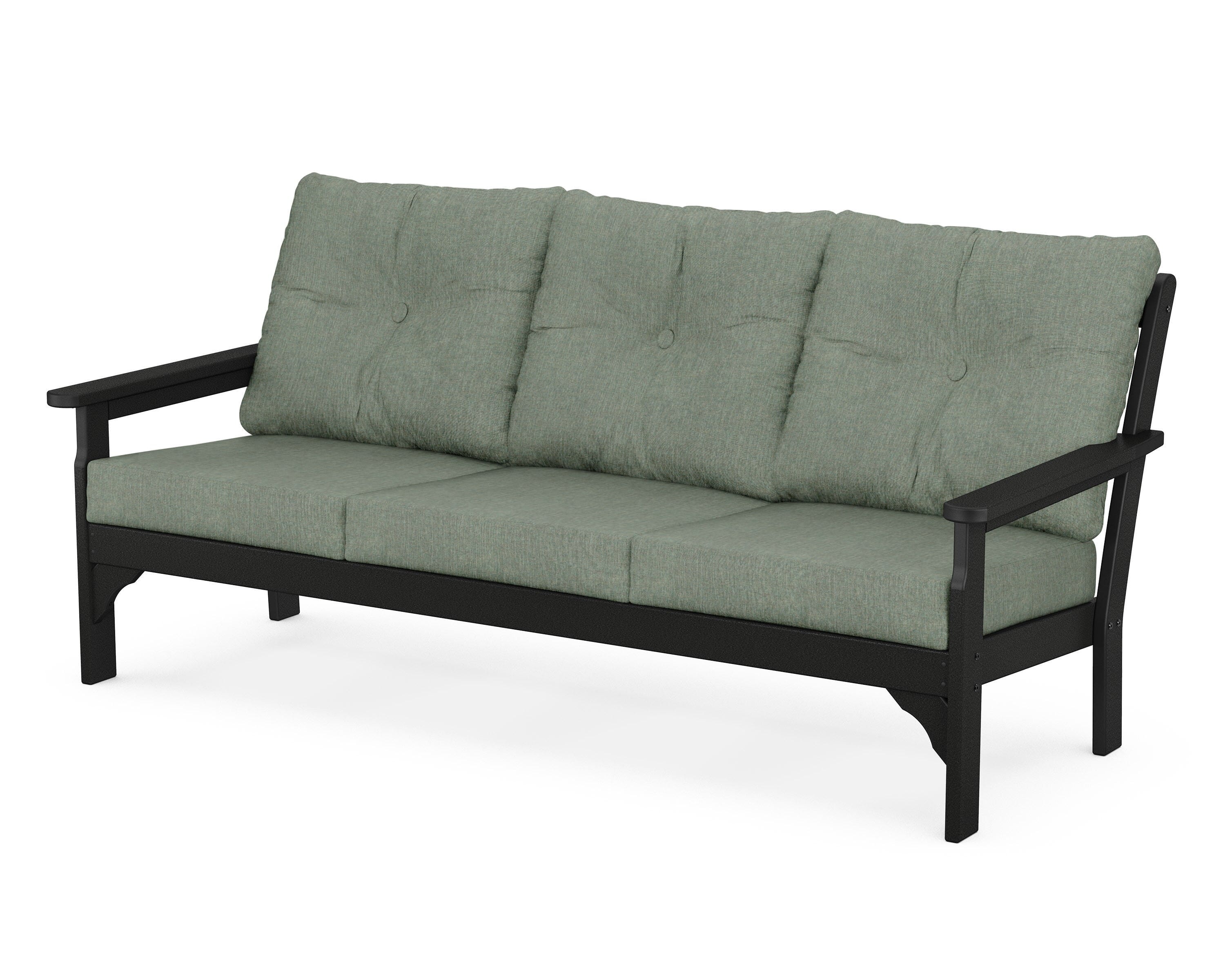 POLYWOOD® Vineyard Deep Seating Sofa in Black / Cast Sage
