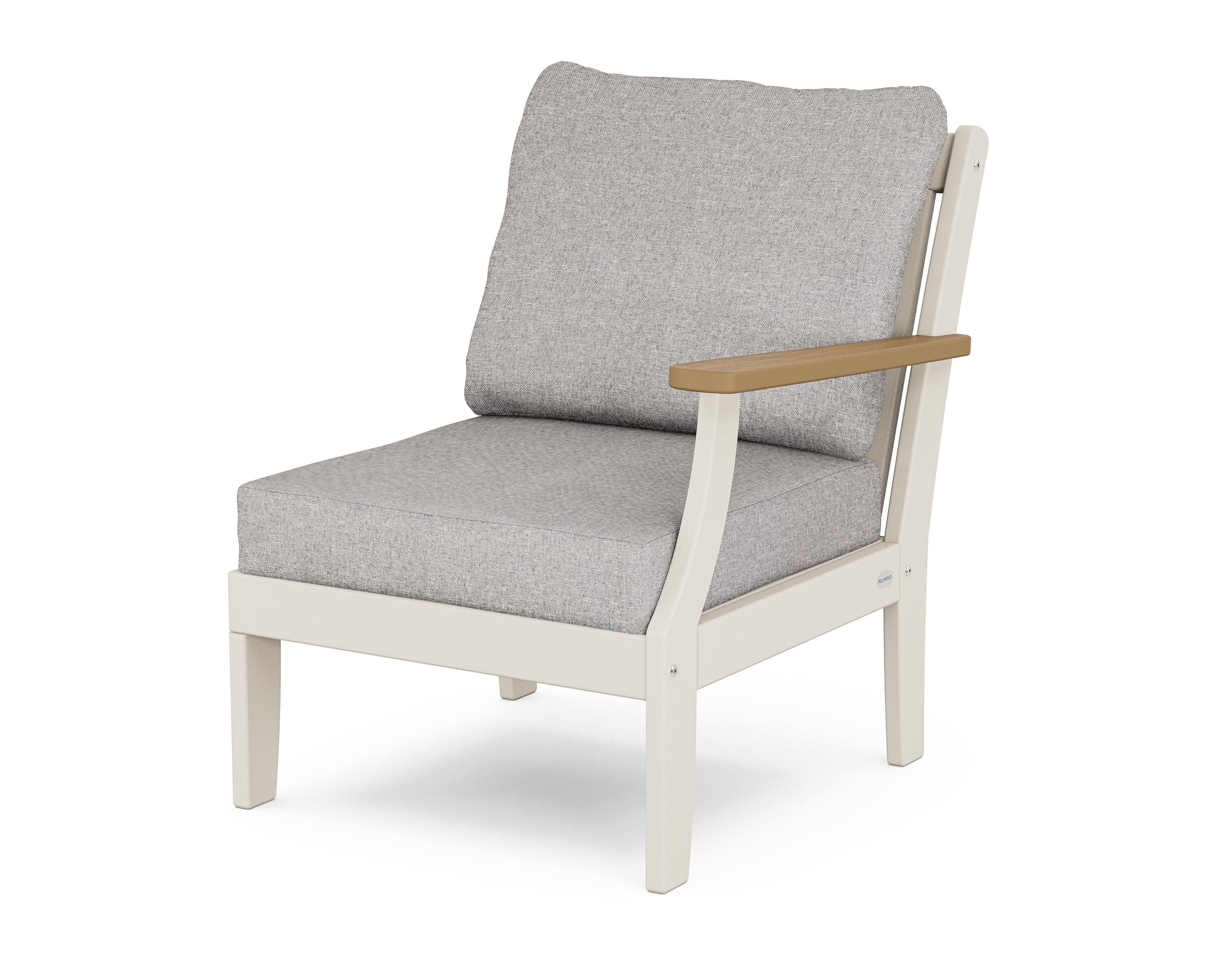 POLYWOOD® Braxton Modular Right Arm Chair in Sand / Natural / Grey Mist