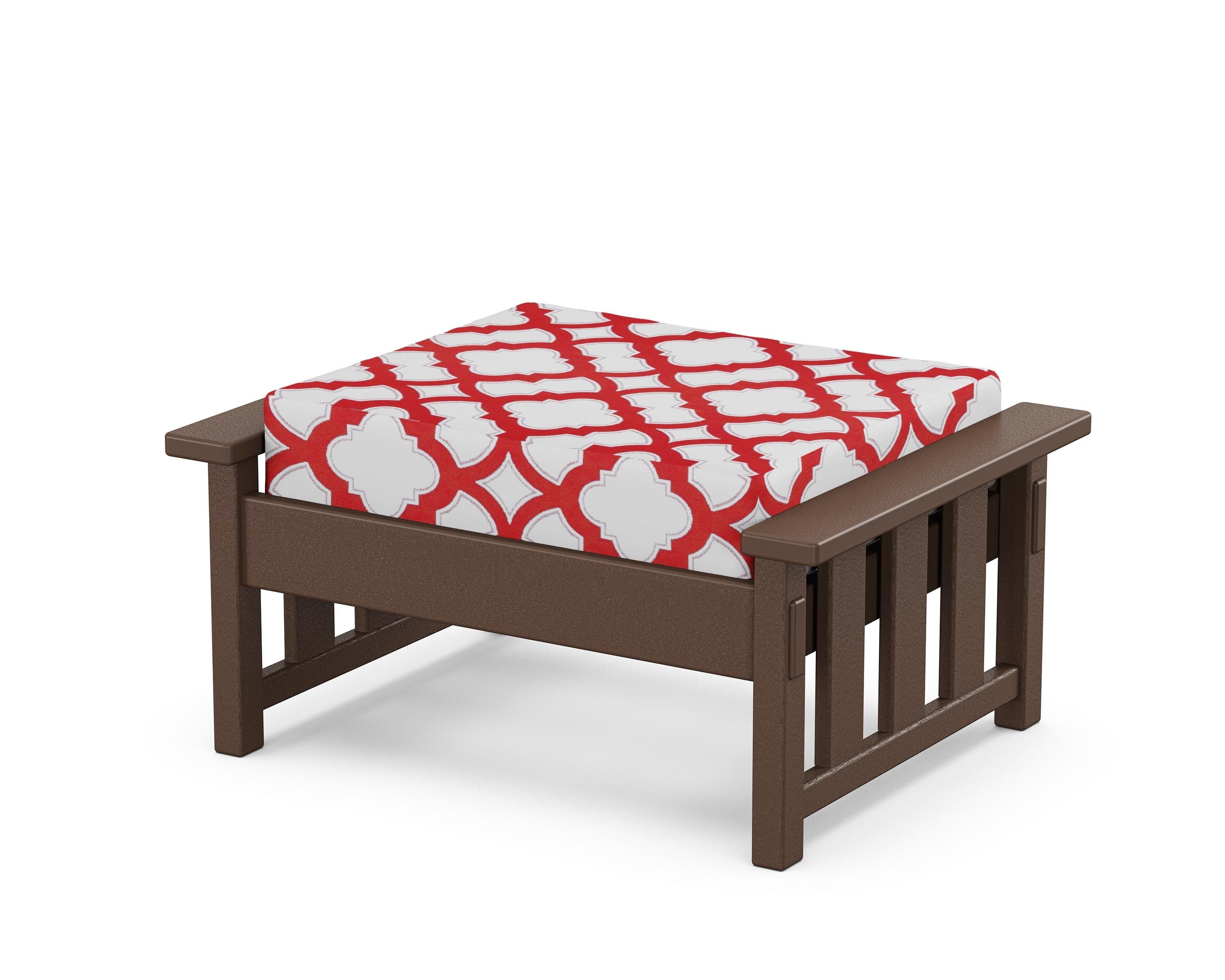 Martha Stewart by POLYWOOD® Acadia Deep Seating Ottoman in Mahogany / Trellis Crimson