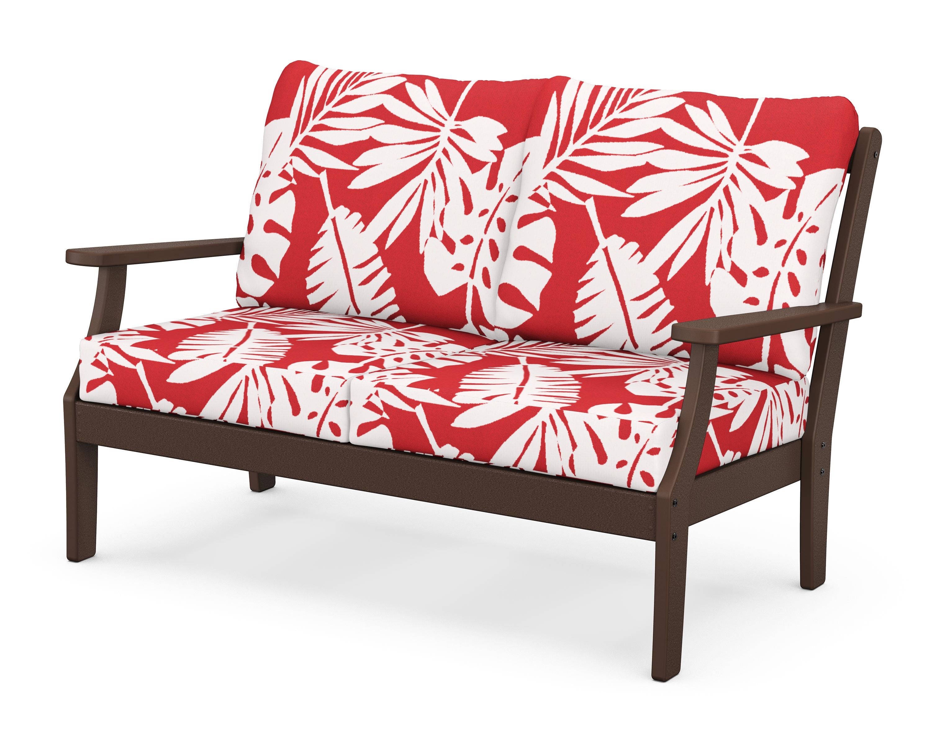 POLYWOOD® Braxton Deep Seating Loveseat in Mahogany / Leaf Crimson