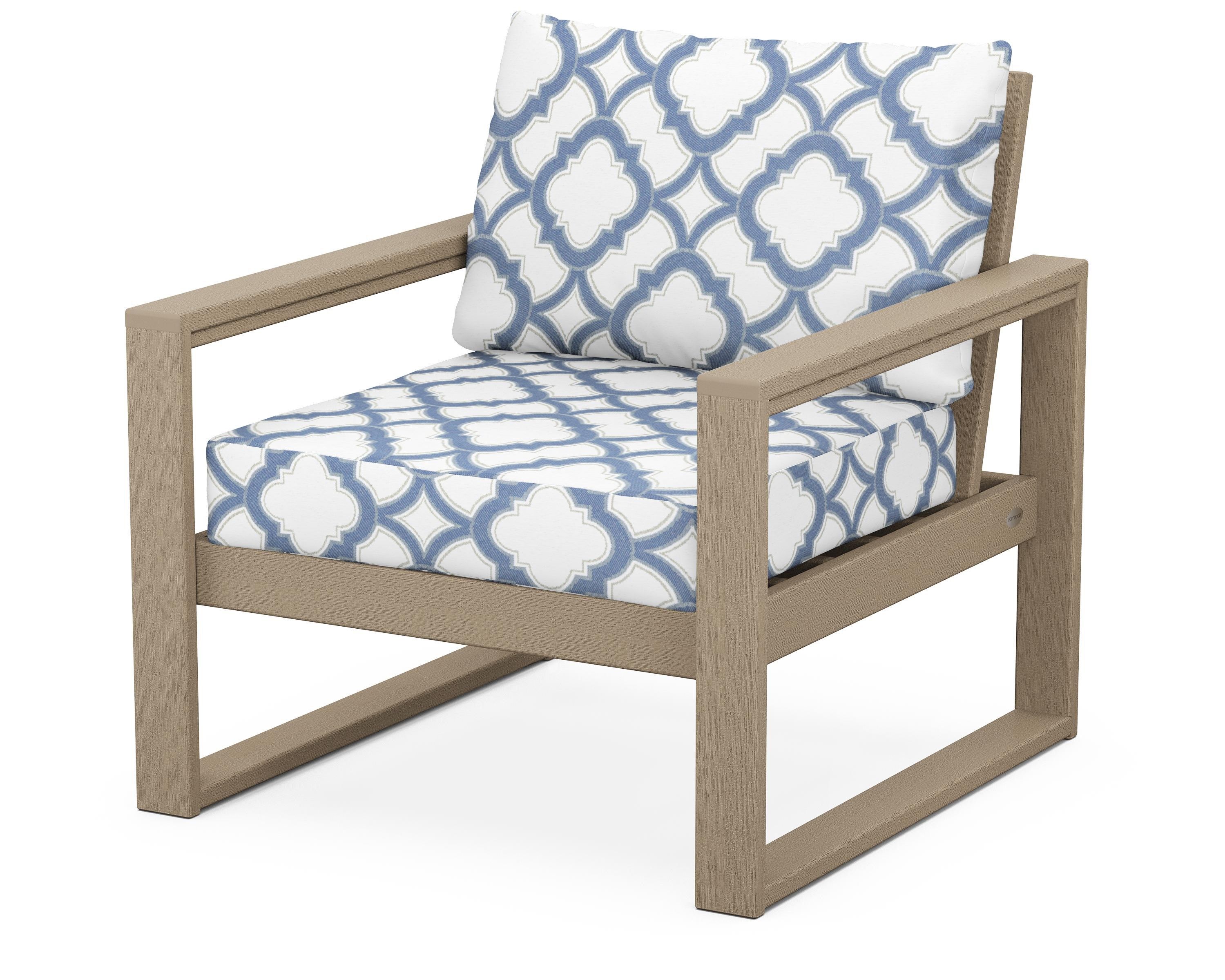 POLYWOOD® EDGE Club Chair in Vintage Sahara / Trellis Sky Blue