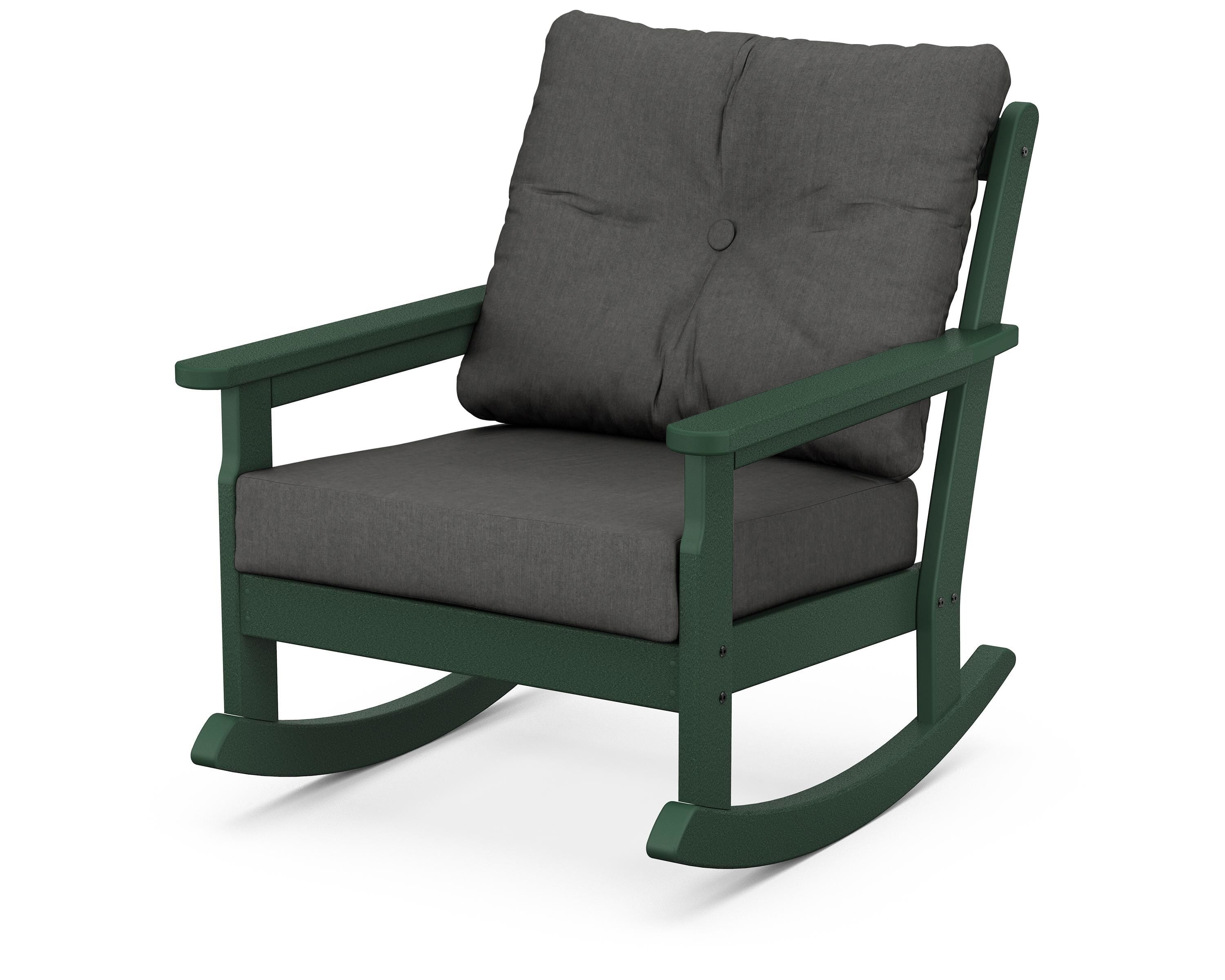 POLYWOOD® Vineyard Deep Seating Rocking Chair in Green / Spectrum Carbon