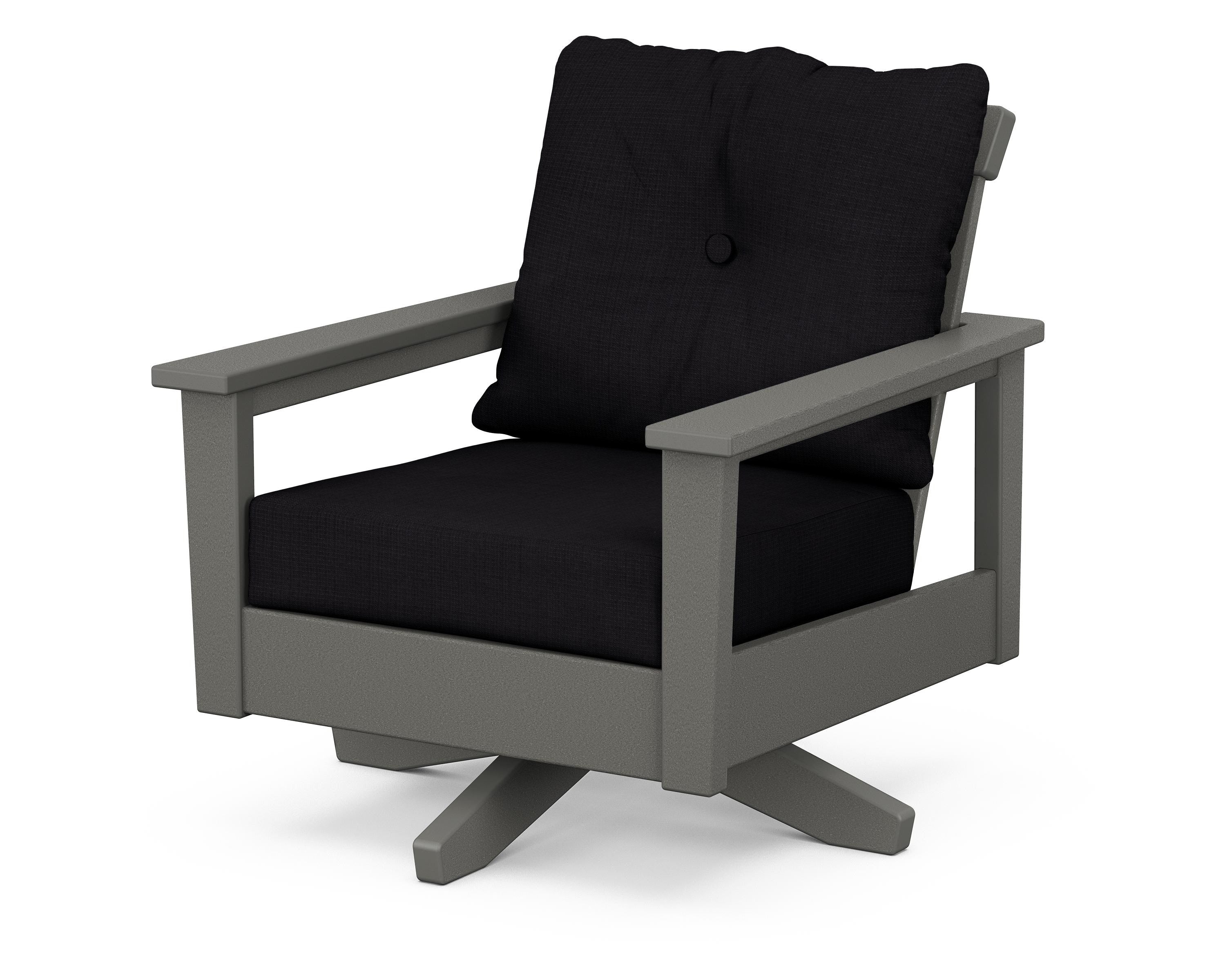 POLYWOOD® Prescott Deep Seating Swivel Chair in Slate Grey / Midnight Linen