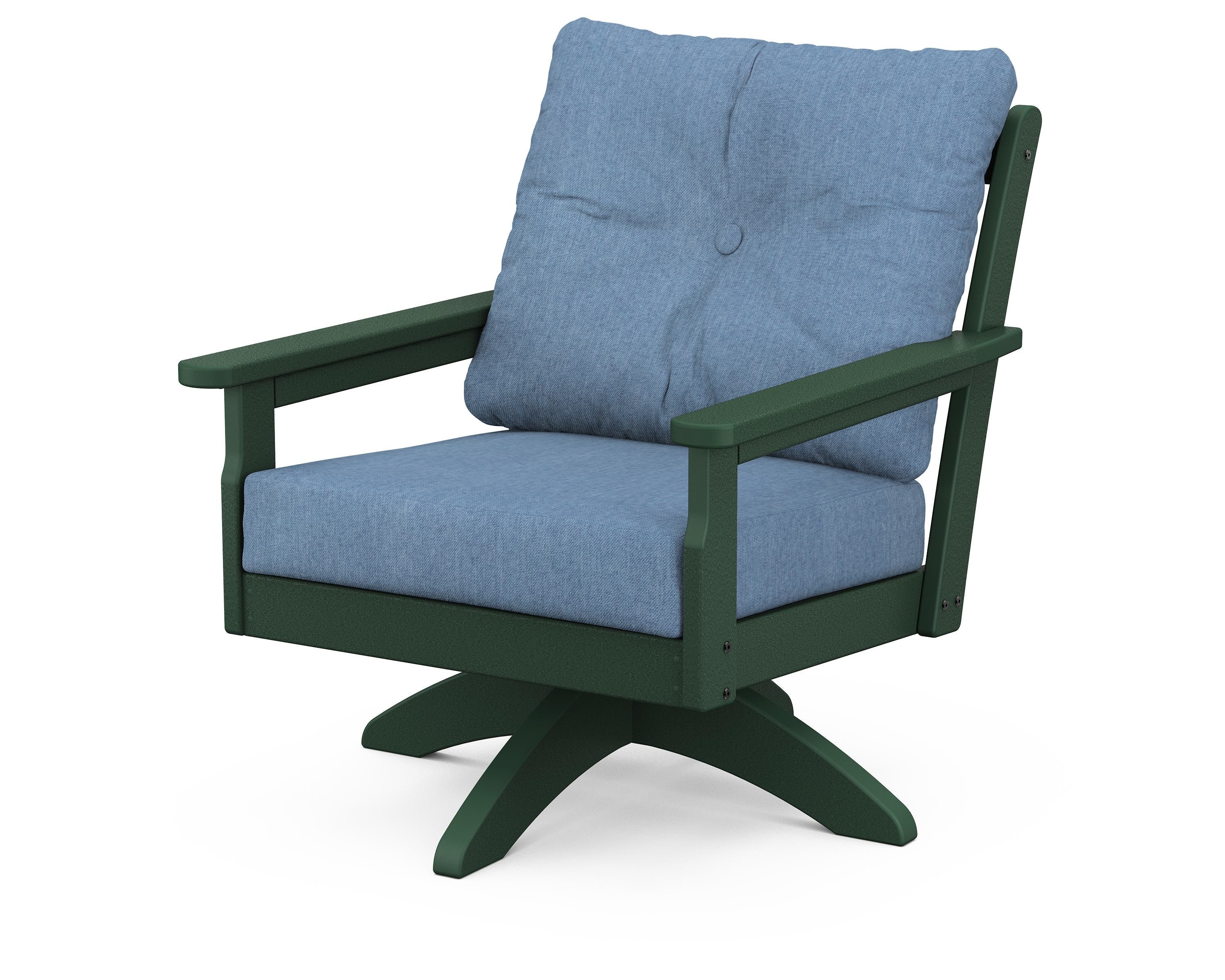 POLYWOOD® Vineyard Deep Seating Swivel Chair in Green / Sky Blue