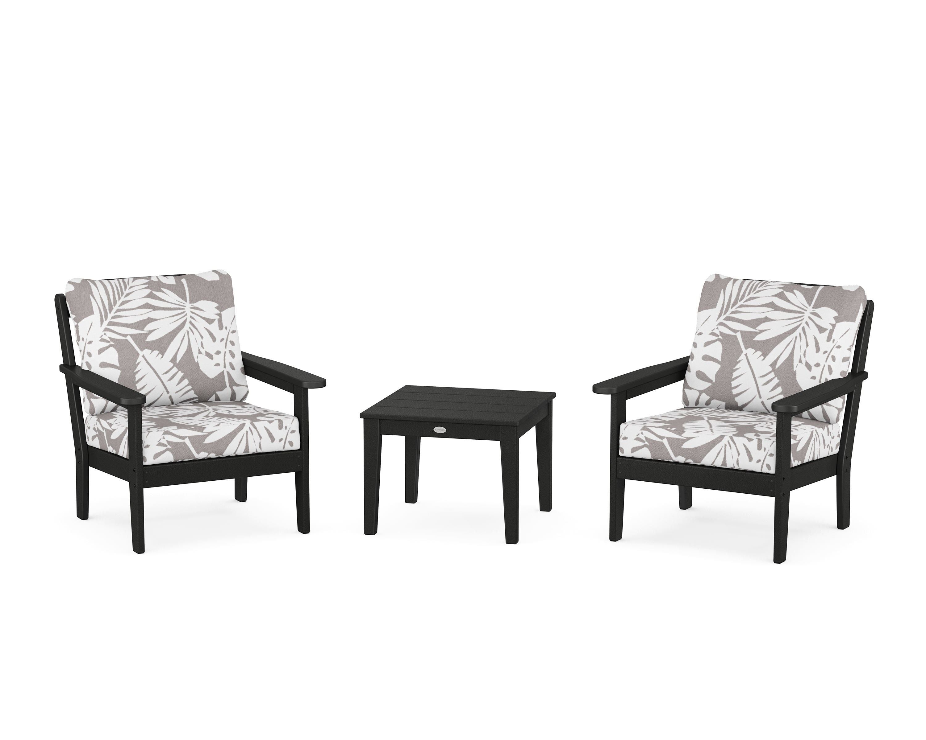 Country Living Cottage 3-Piece Deep Seating Set in Black / Leaf Grey Mist