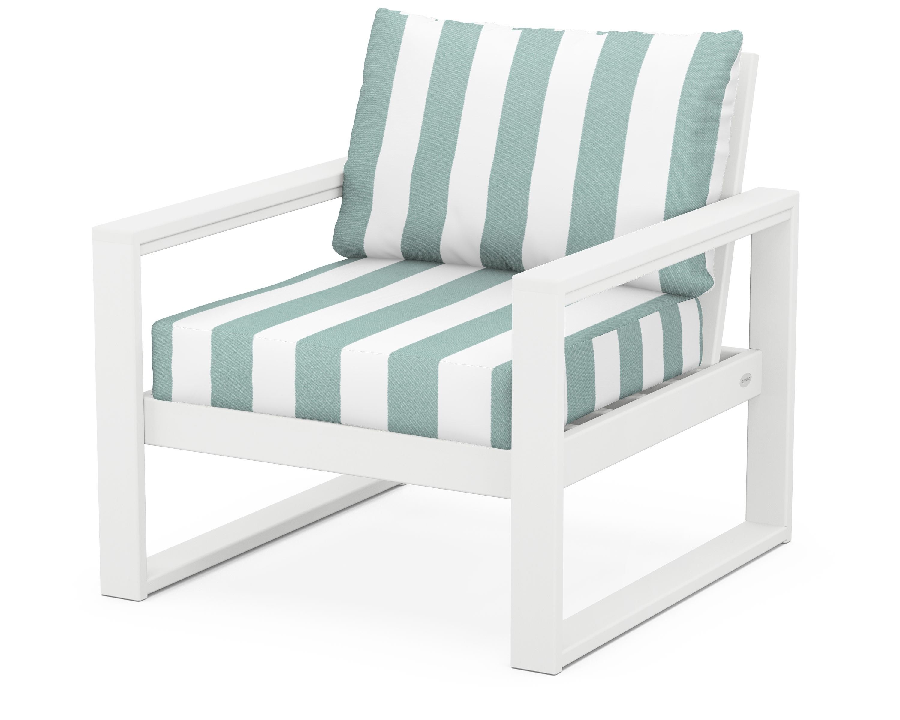 POLYWOOD® EDGE Club Chair in White / Cabana Stripe Glacier Spa