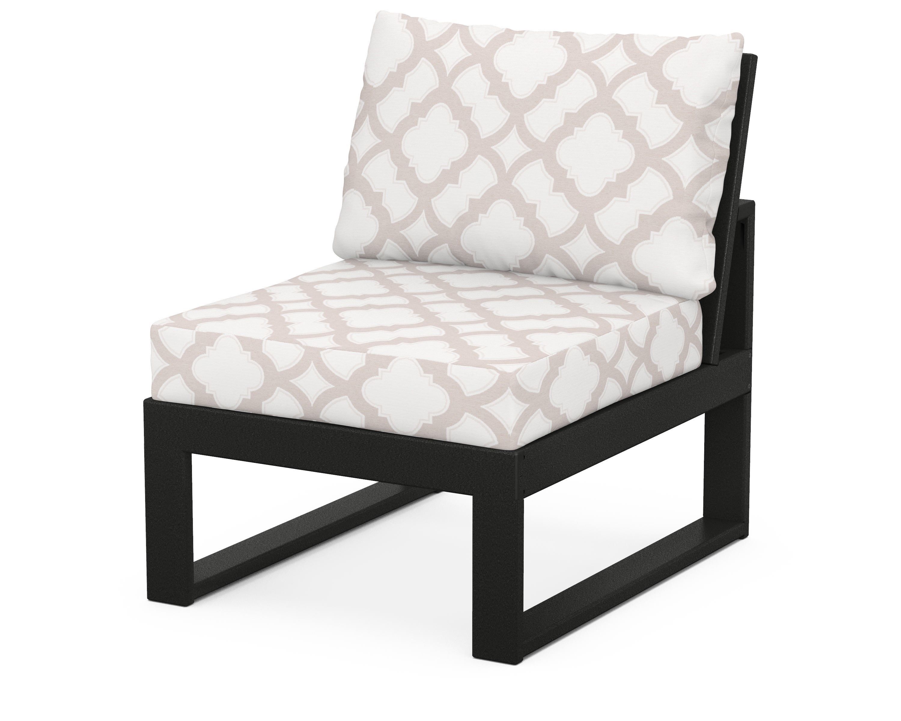 Unbranded Modular Armless Chair in Black / Trellis Dune Burlap