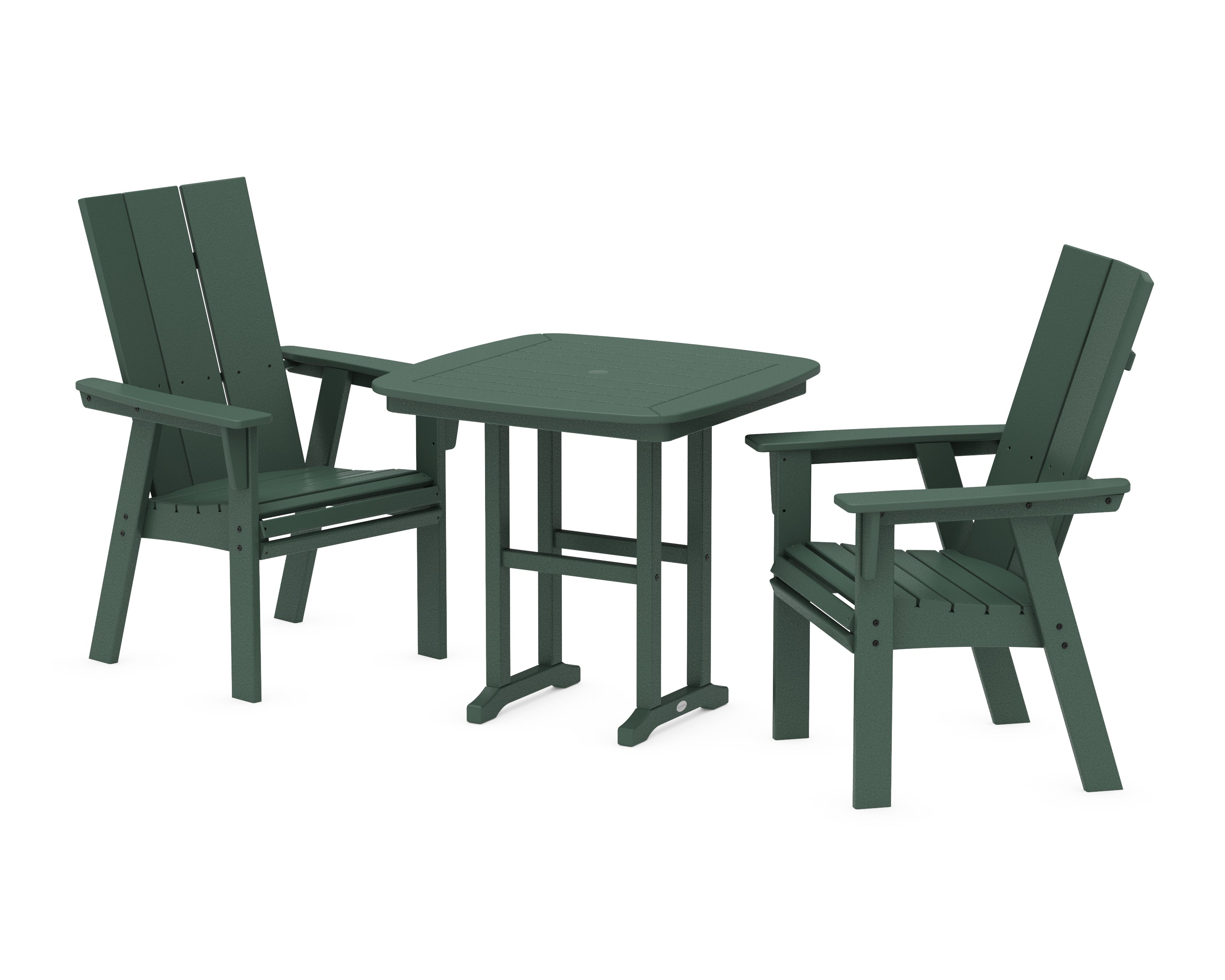 POLYWOOD® Modern Adirondack 3-Piece Dining Set in Green
