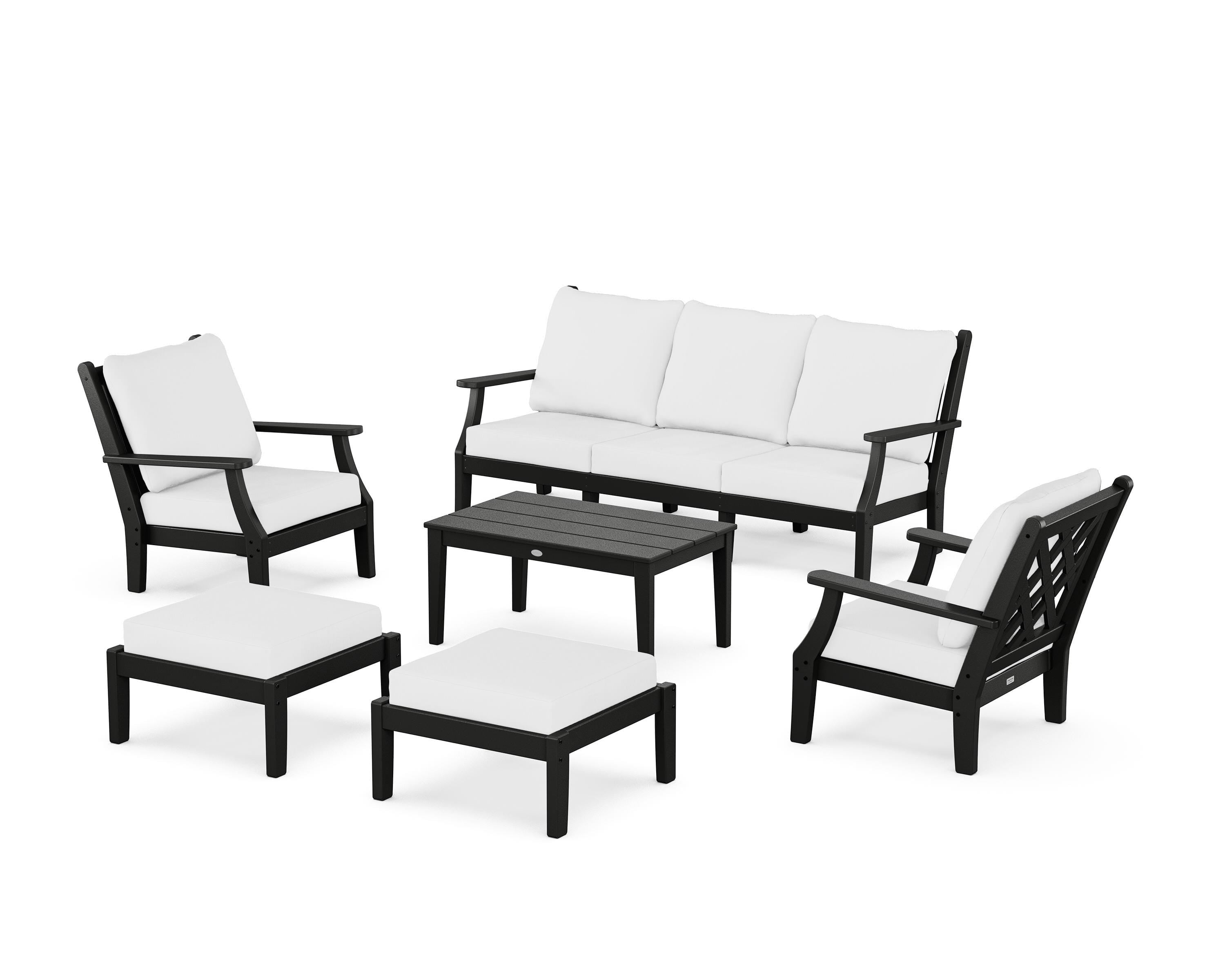 Country Living Wovendale 6-Piece Lounge Sofa Set in Black / Natural
