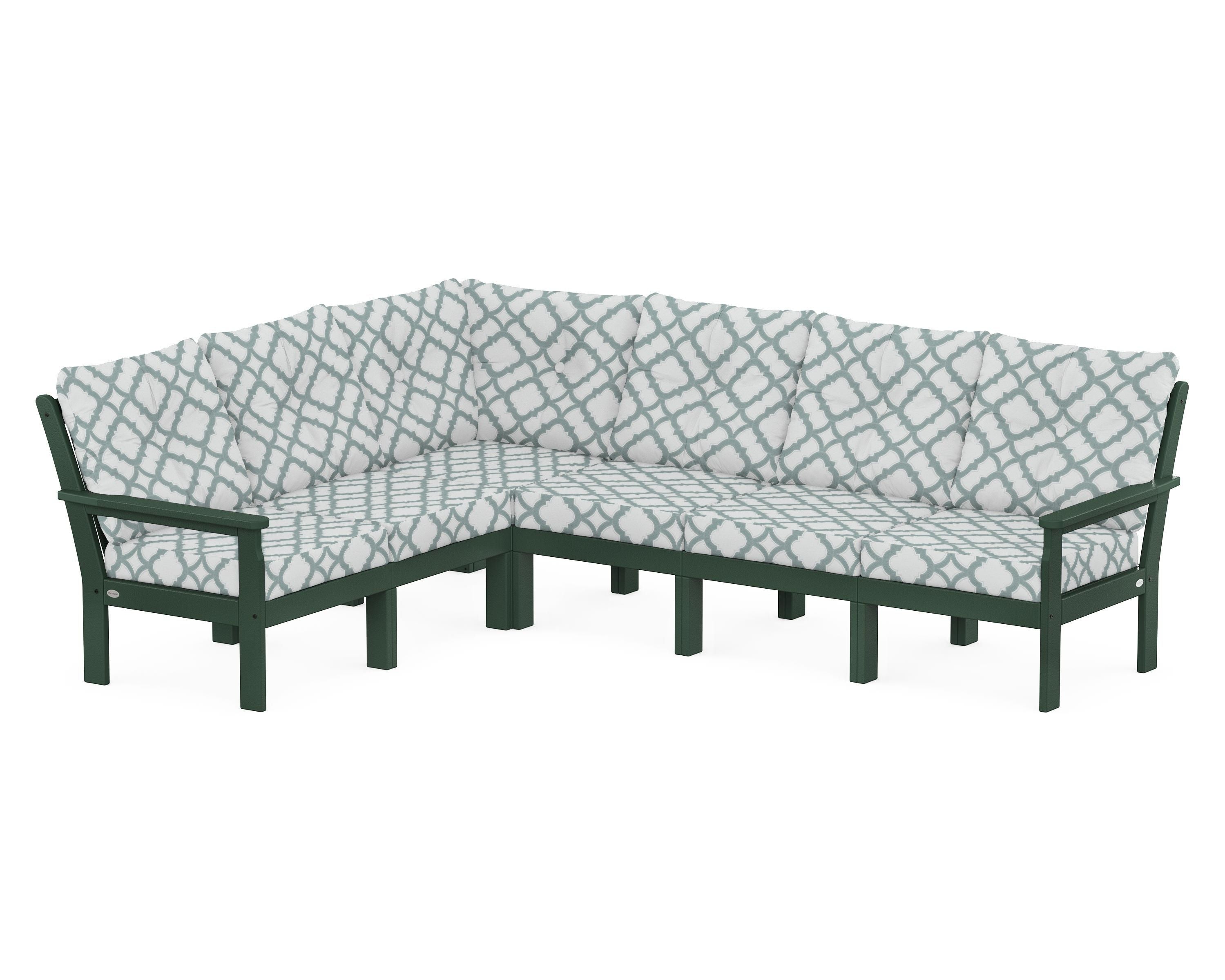 POLYWOOD® Vineyard 6-Piece Sectional in Green / Trellis Glacier Spa