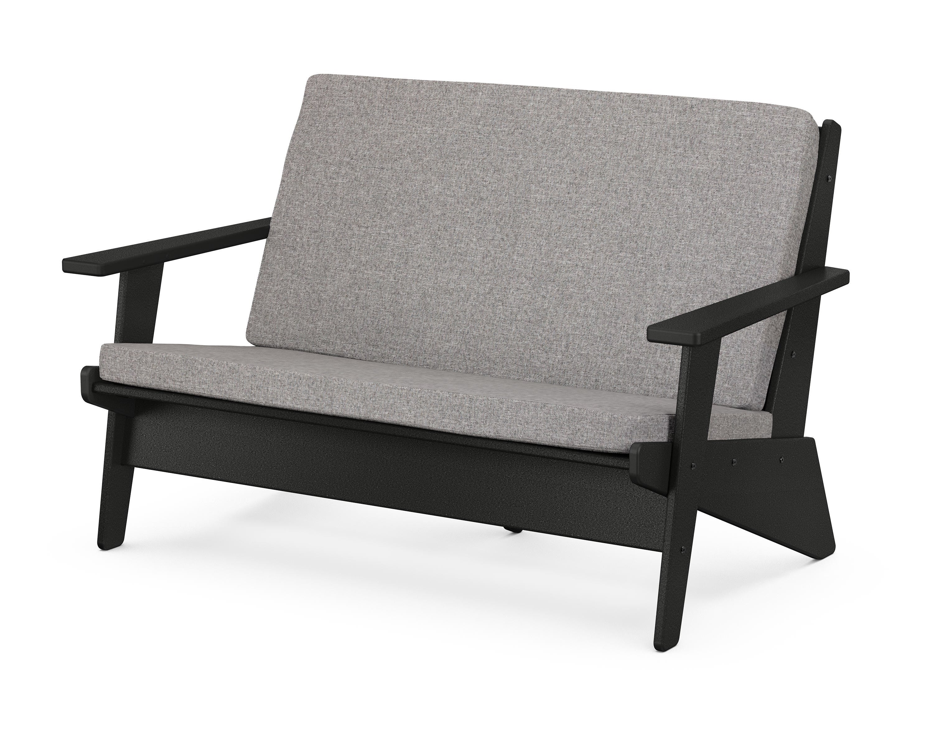 POLYWOOD® Riviera Modern Lounge Loveseat in Black / Grey Mist