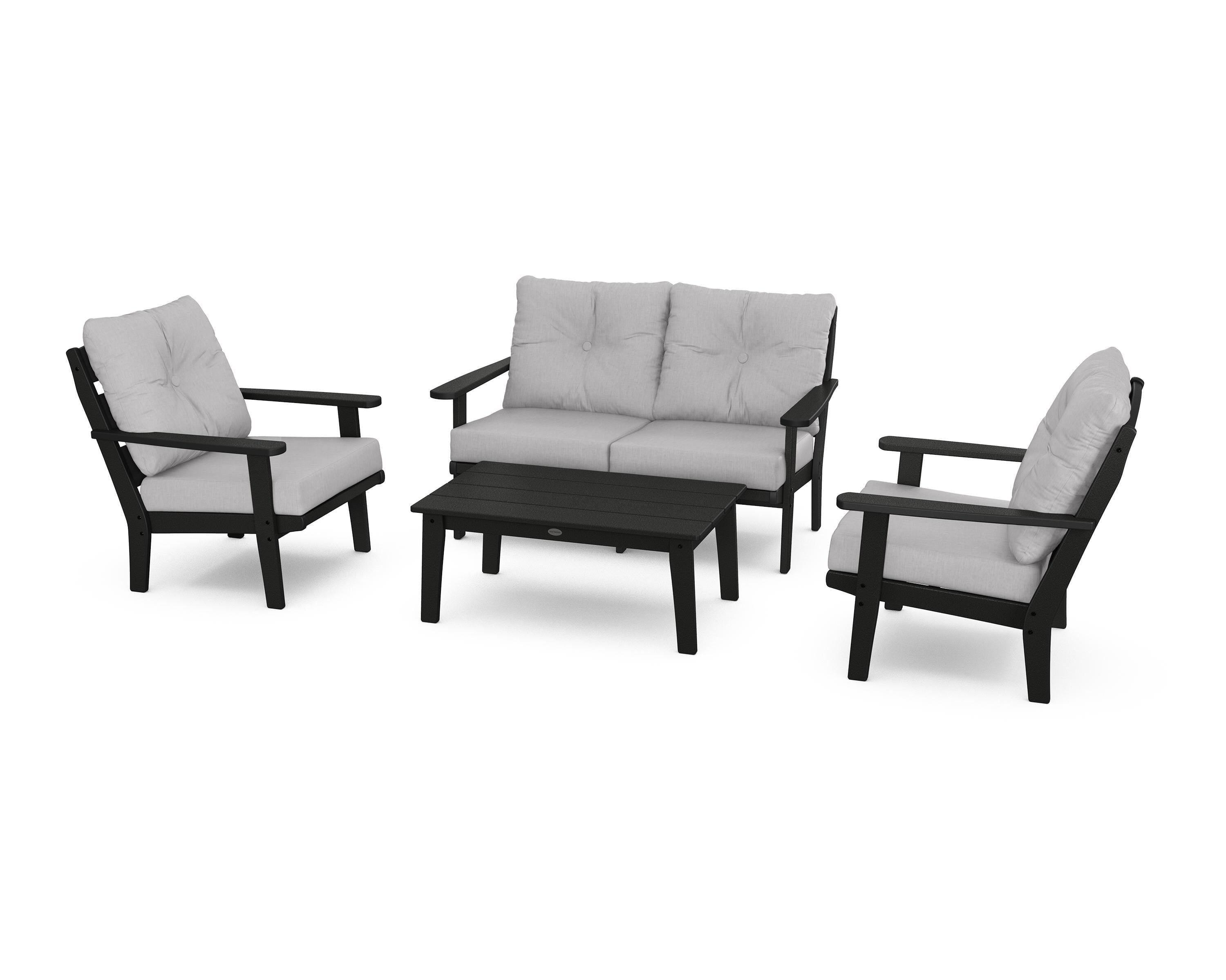 POLYWOOD® Lakeside 4-Piece Deep Seating Set in Black / Granite