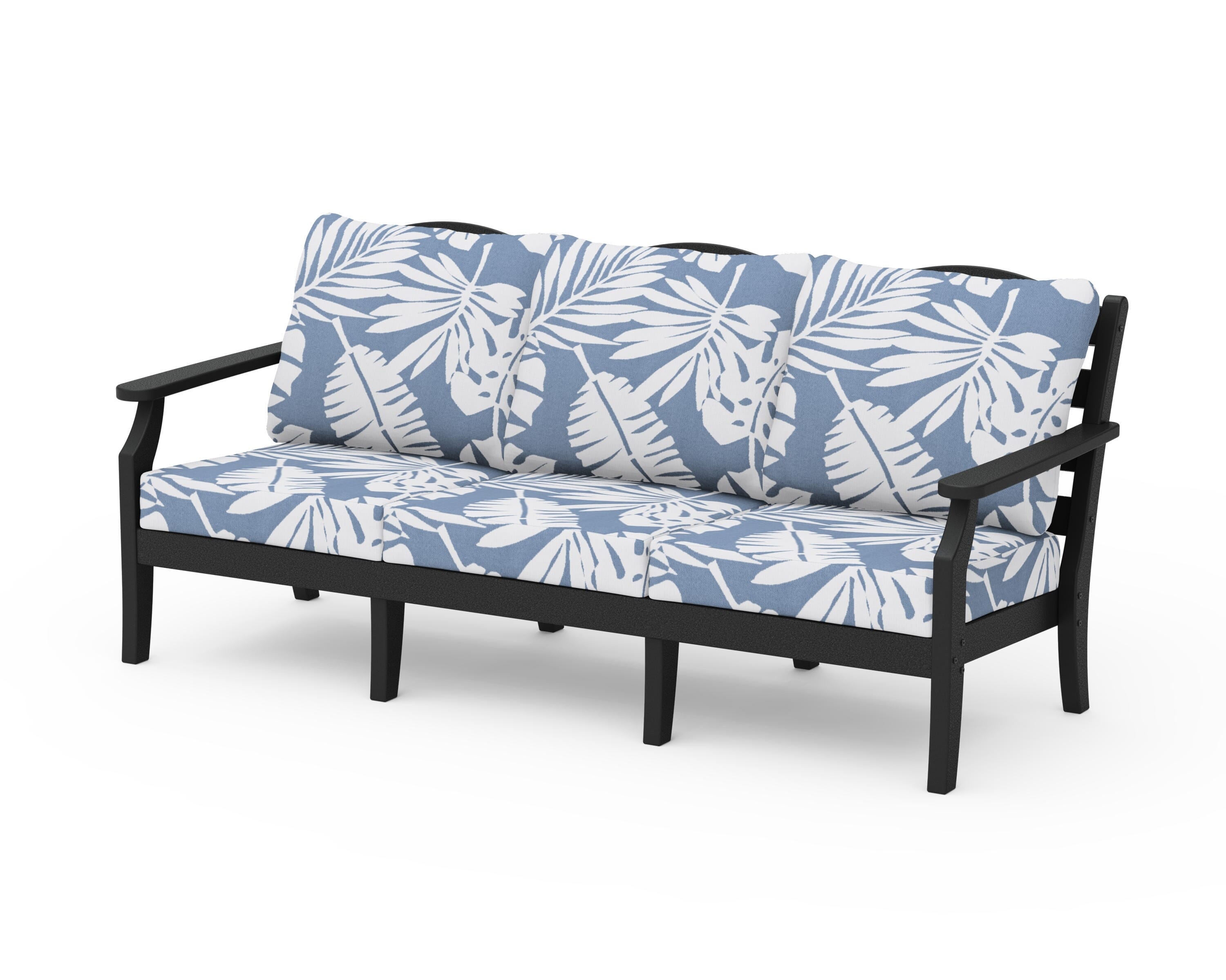 Draper James™ by POLYWOOD® Savannah Deep Seating Sofa in Black / Leaf Sky Blue