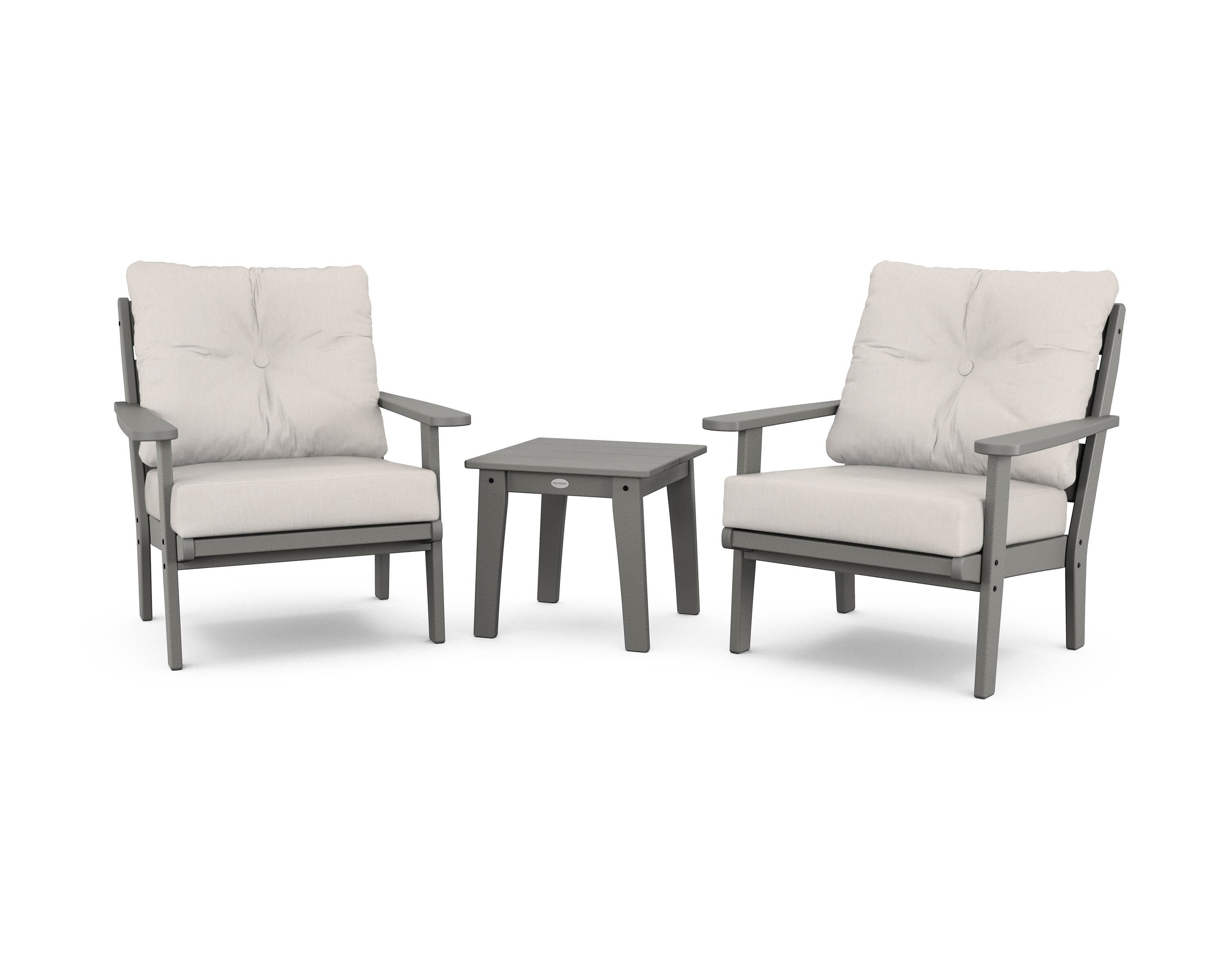 POLYWOOD® Lakeside 3-Piece Deep Seating Chair Set in Slate Grey / Cast Ash