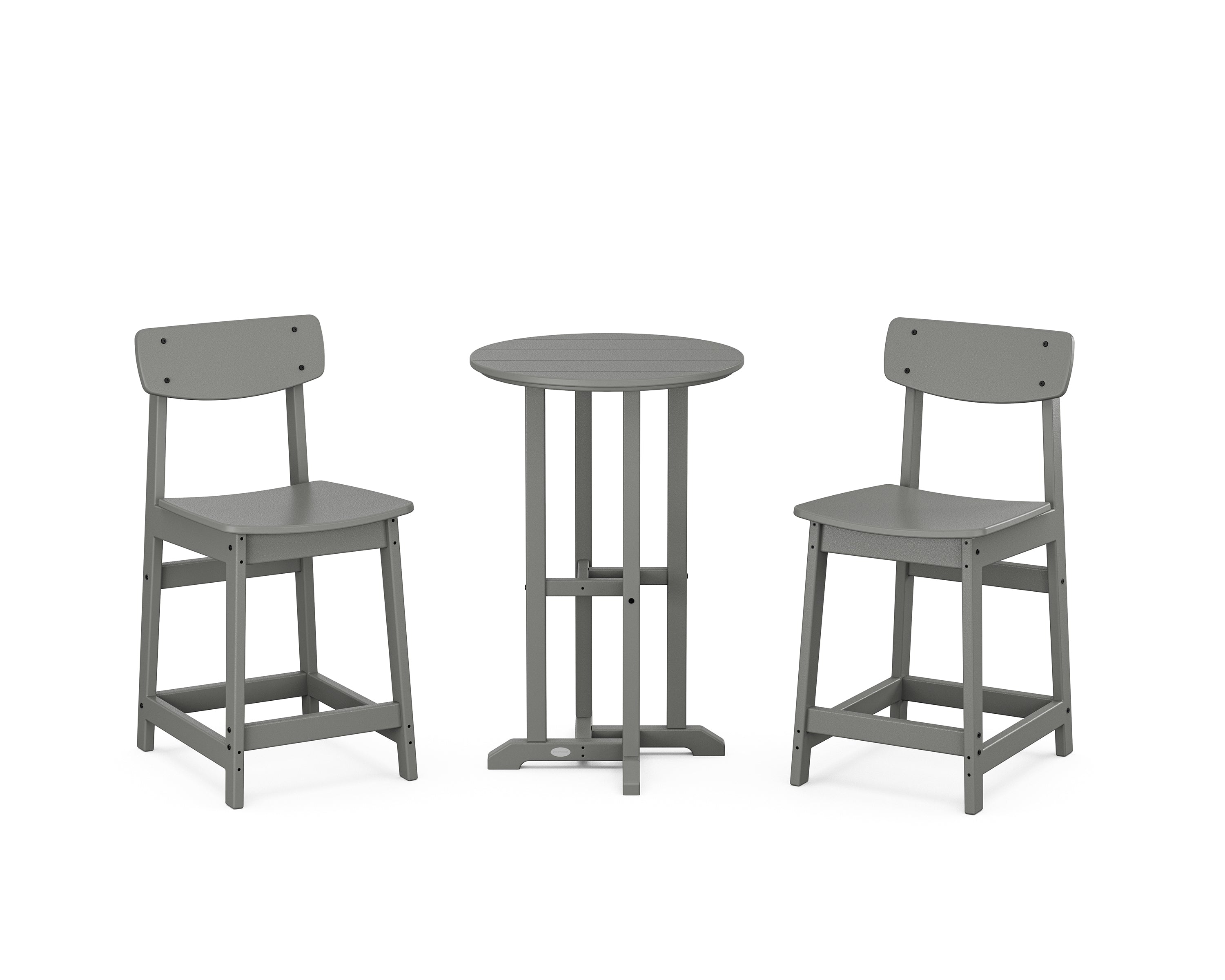 POLYWOOD® Modern Studio Urban Chair 3-Piece Bistro Counter Set in Slate Grey