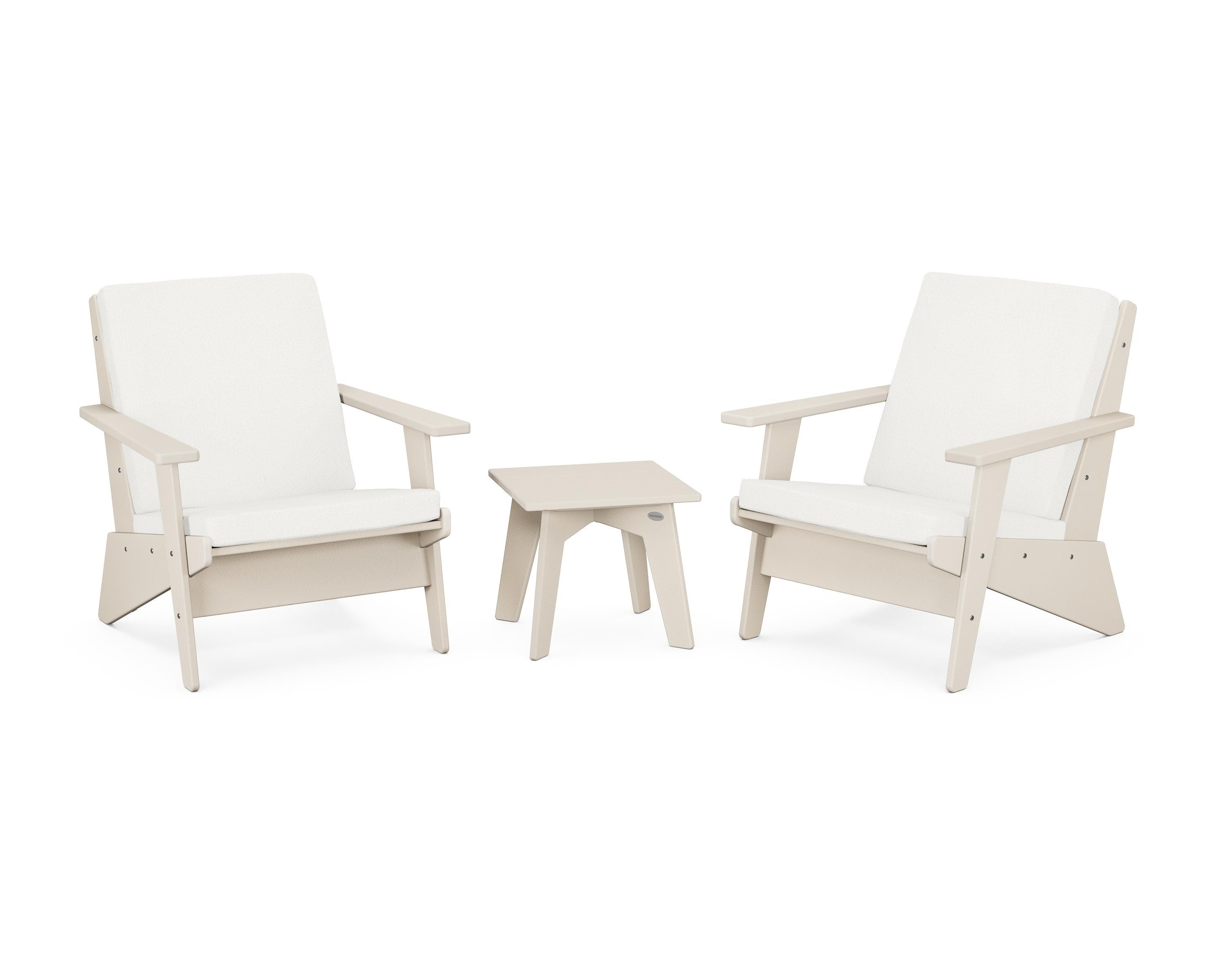 POLYWOOD® Riviera Modern Lounge 3-Piece Set in Sand / Natural Linen