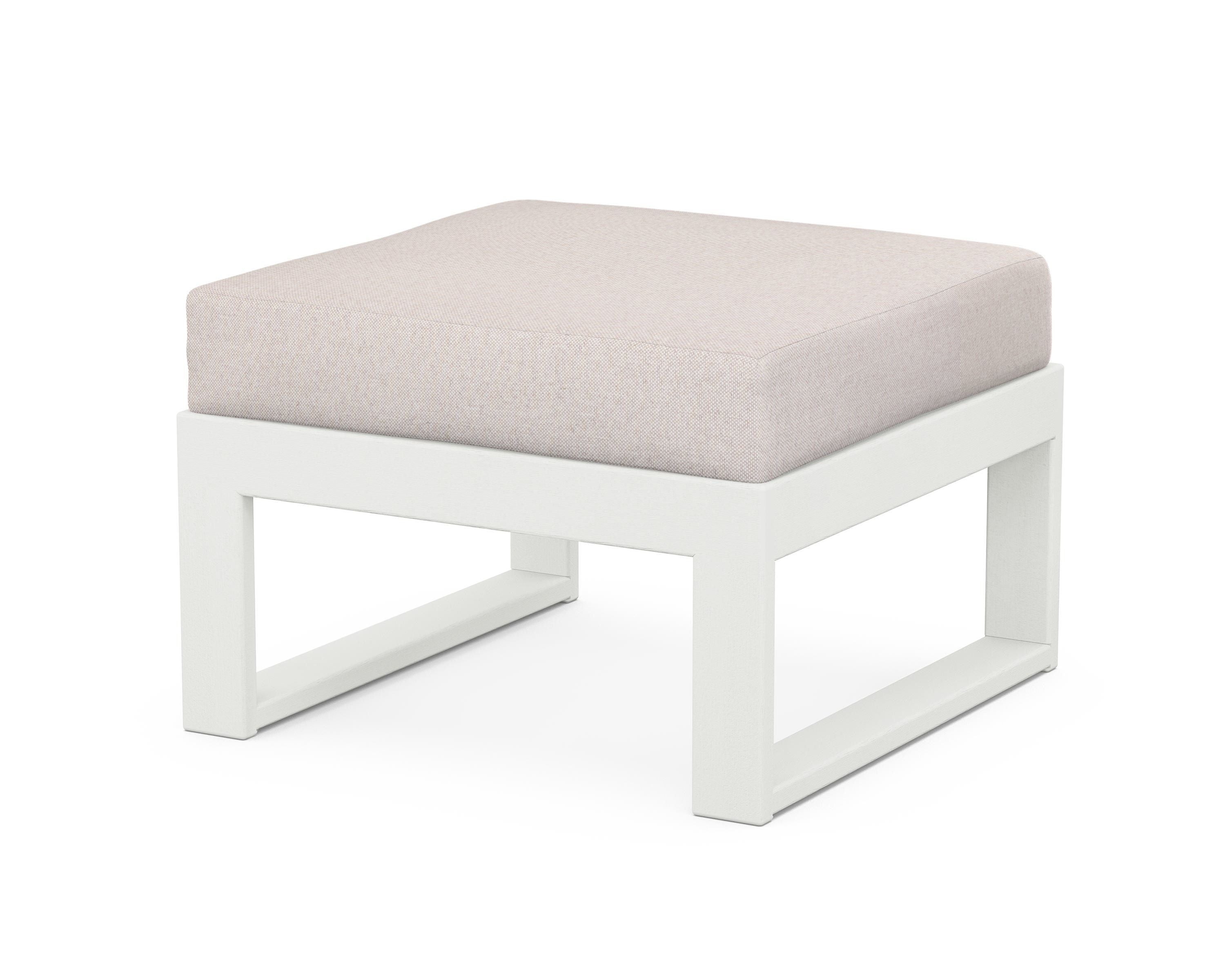Unbranded Modular Ottoman - Modern in Vintage White / Dune Burlap