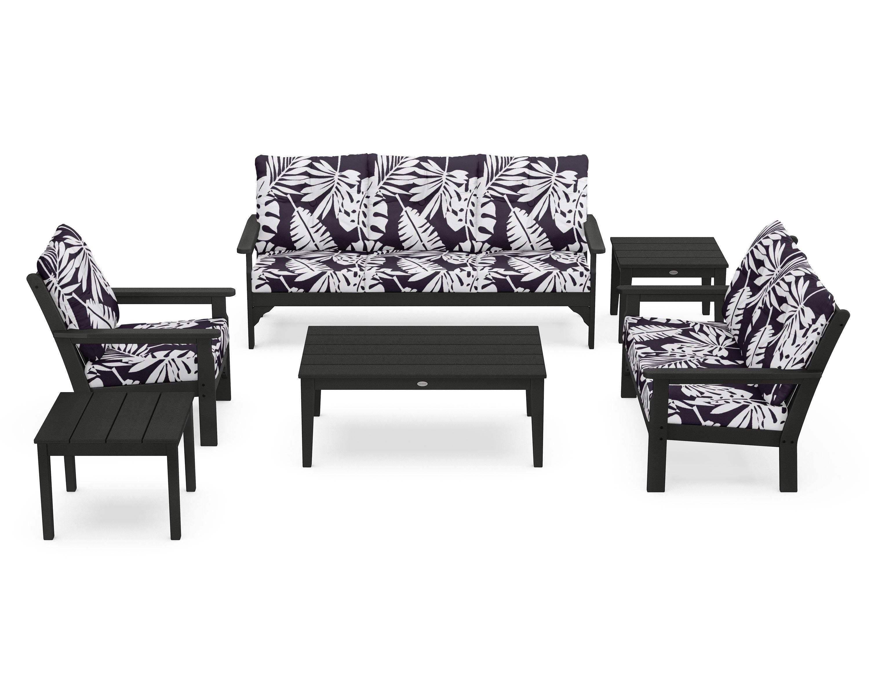 POLYWOOD® Vineyard 6-Piece Deep Seating Set in Green / Leaf Navy
