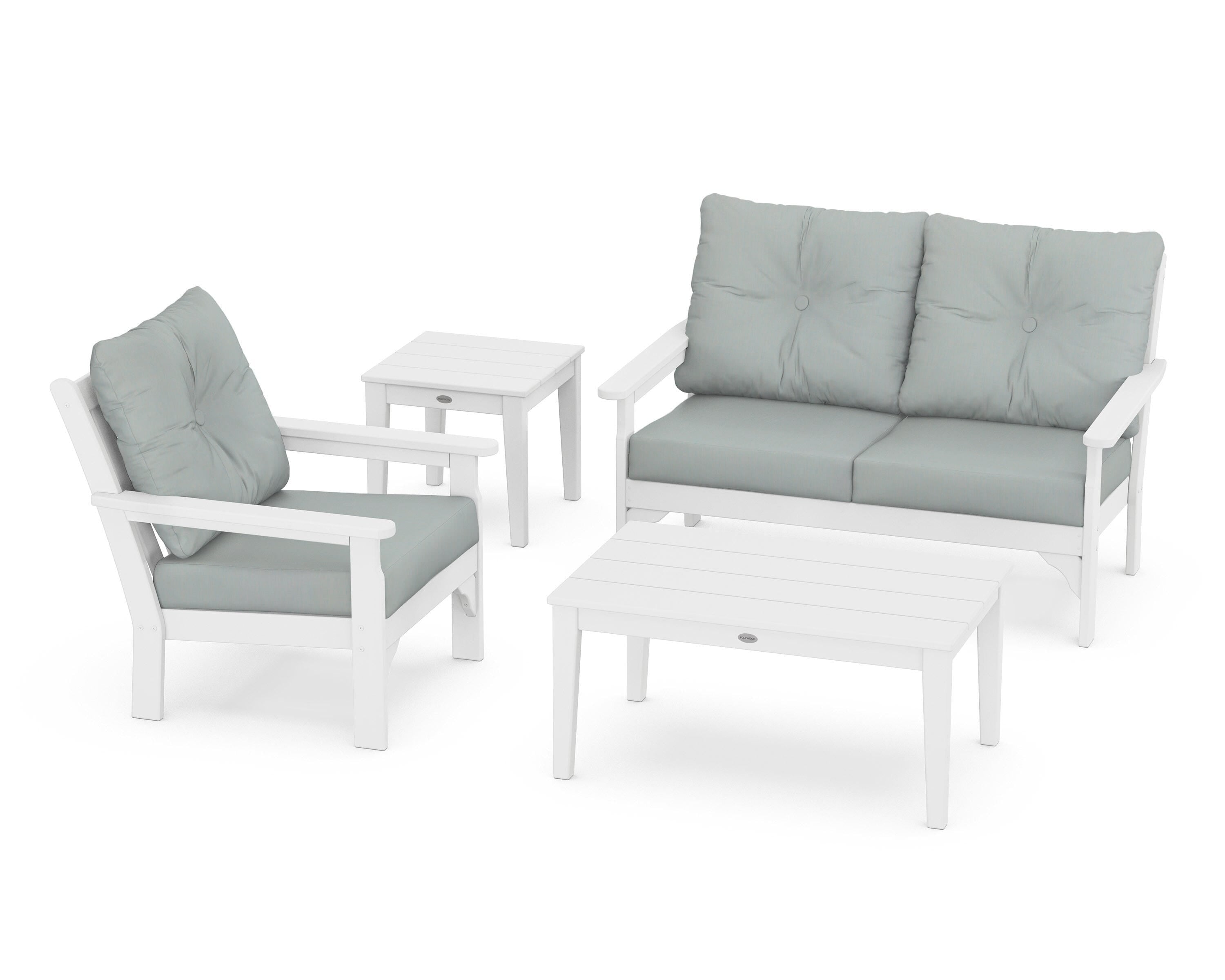 POLYWOOD® Vineyard 4-Piece Deep Seating Set in White / Spa